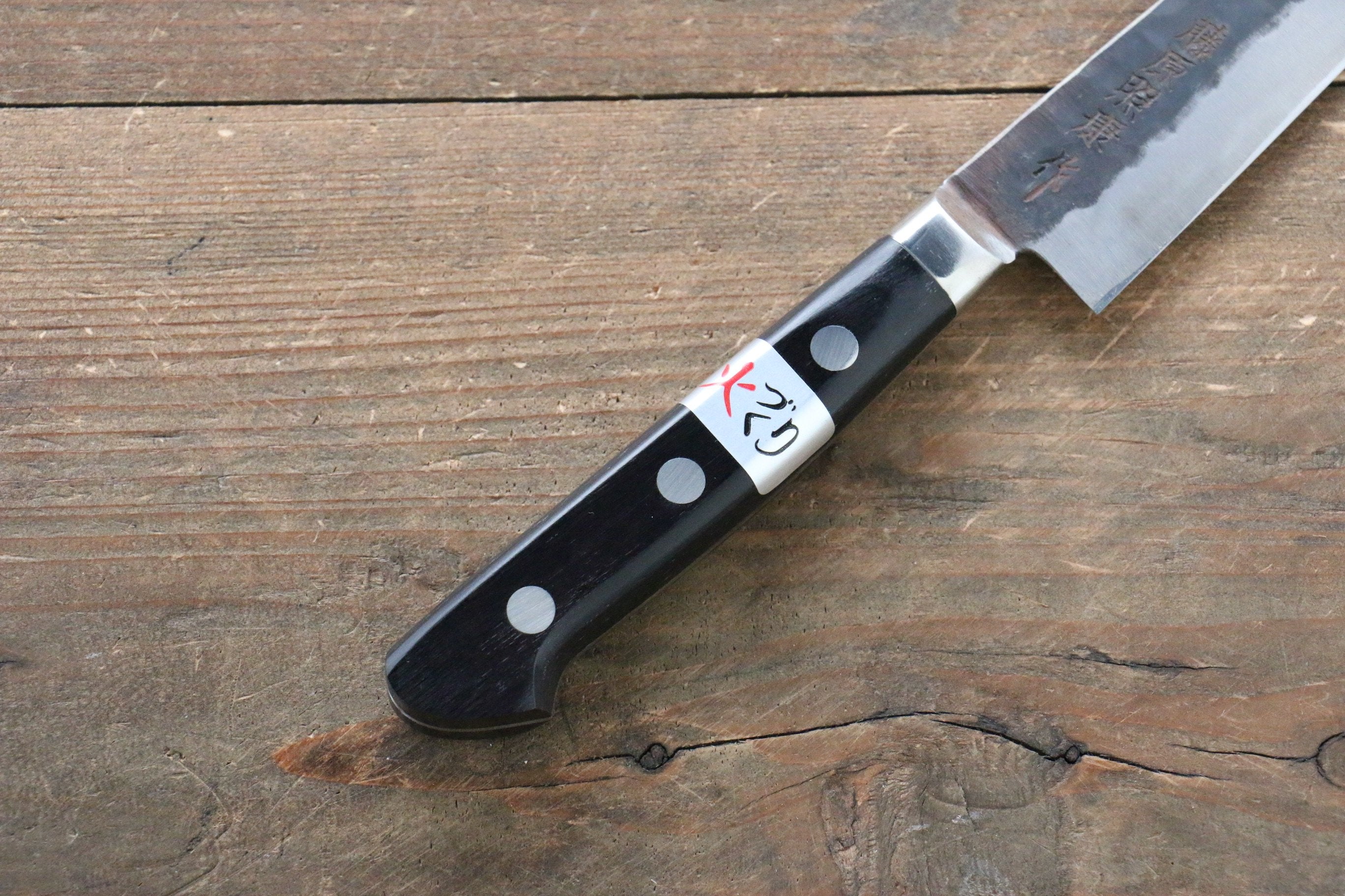 Fujiwara Teruyasu Fujiwara Teruyasu Denka Blue Super Black Finished Petty-Utility 120mm with Black Pakka wood Handle - Japanny - Best Japanese Knife