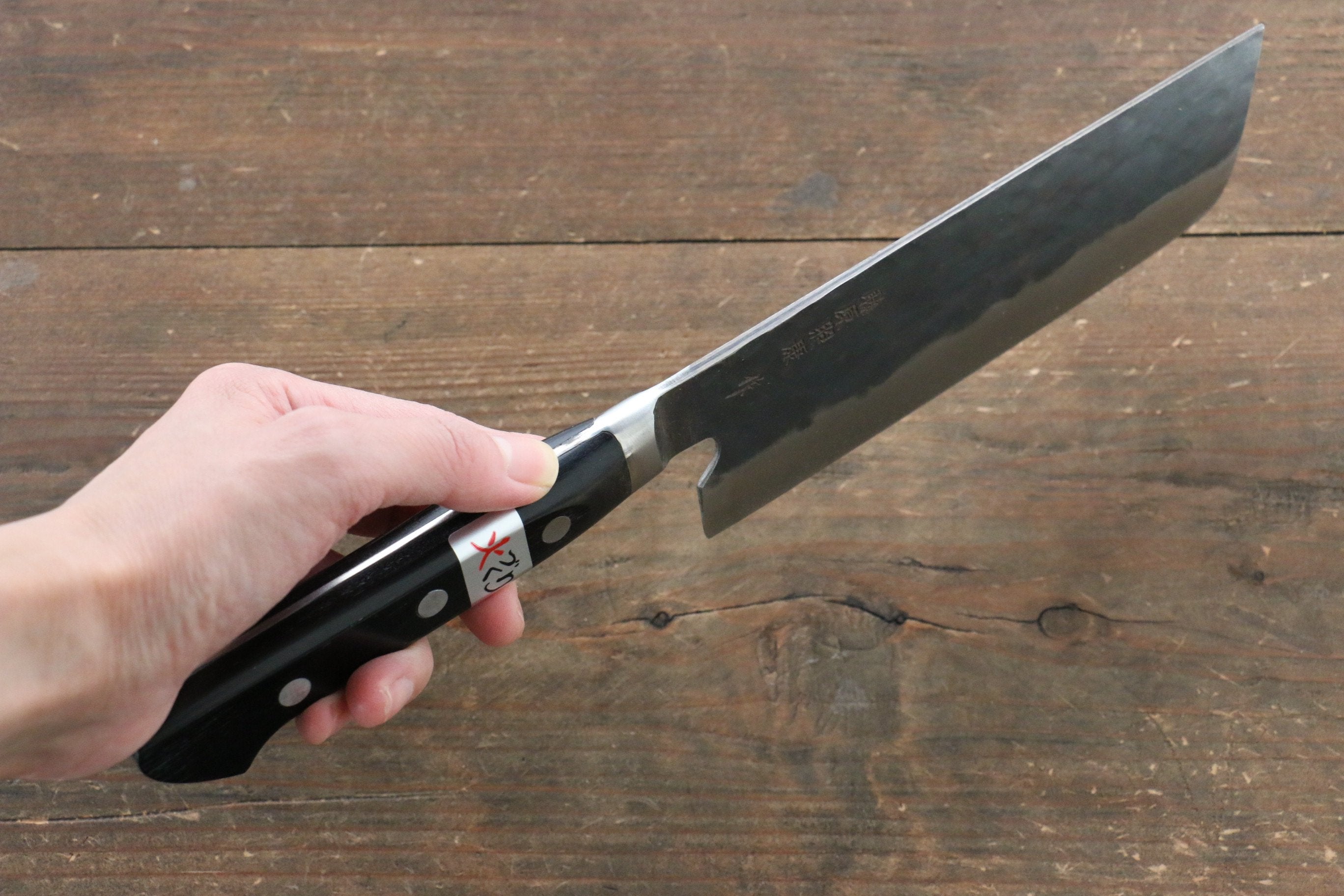 Fujiwara Teruyasu Fujiwara Teruyasu Denka Blue Super Black Finished Nakiri 165mm with Black Pakka wood Handle - Japanny - Best Japanese Knife