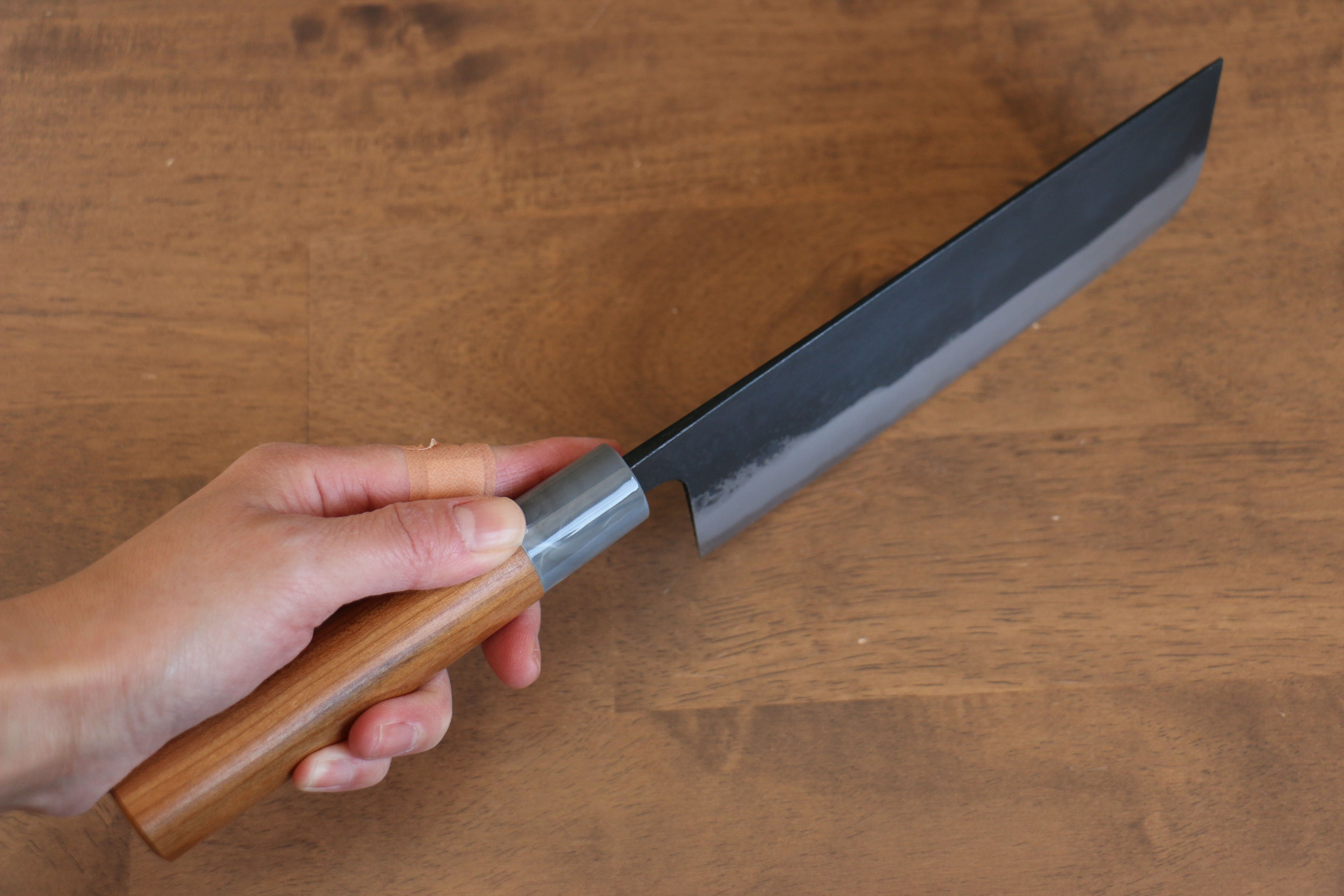 Nao Yamamoto White Steel Kurouchi Nakiri 165mm Cherry Wood Handle - Japanny - Best Japanese Knife