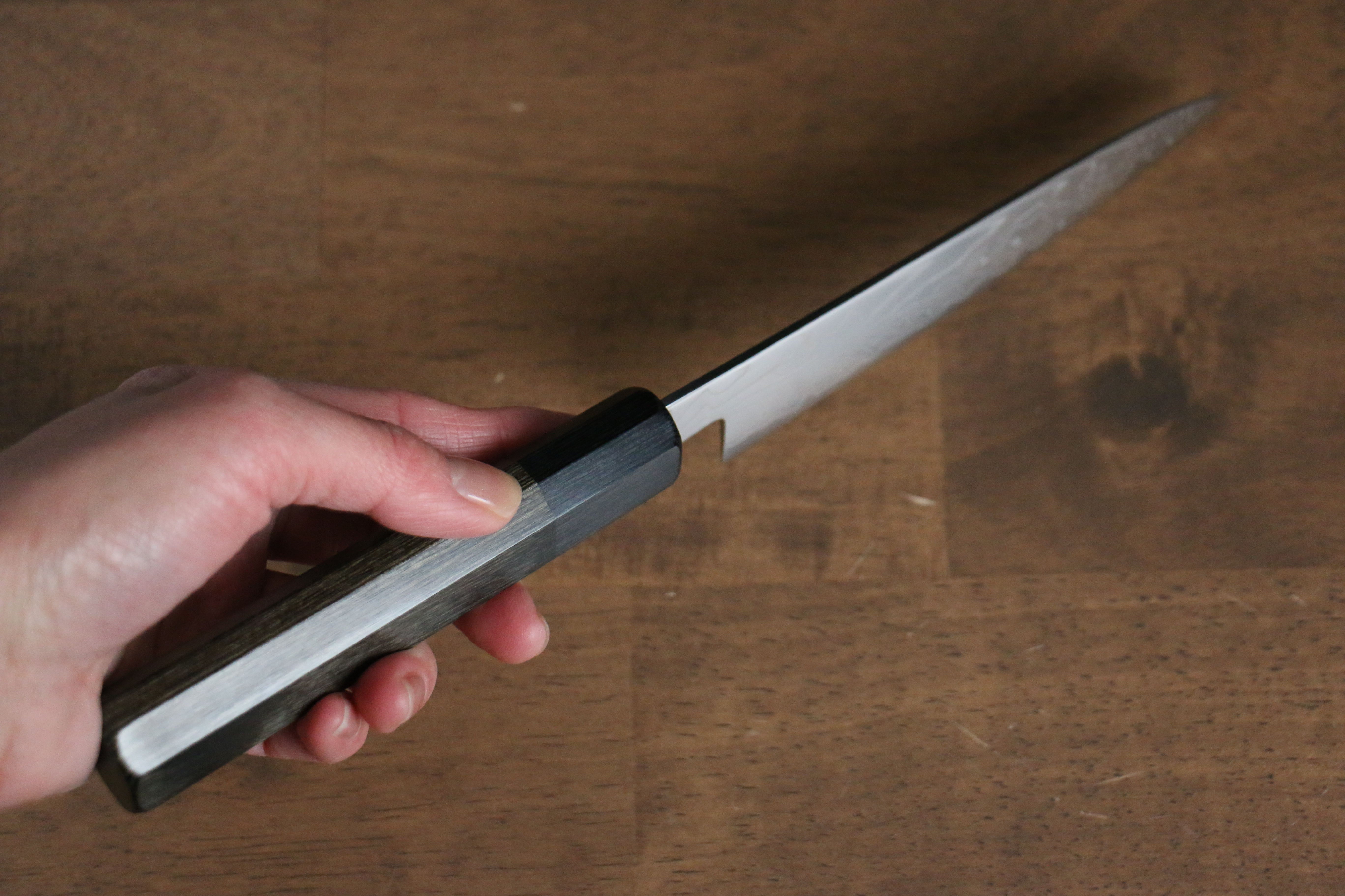 Kajin Cobalt Special Steel Damascus Petty-Utility 135mm Gray Pakka wood Handle - Japanny - Best Japanese Knife