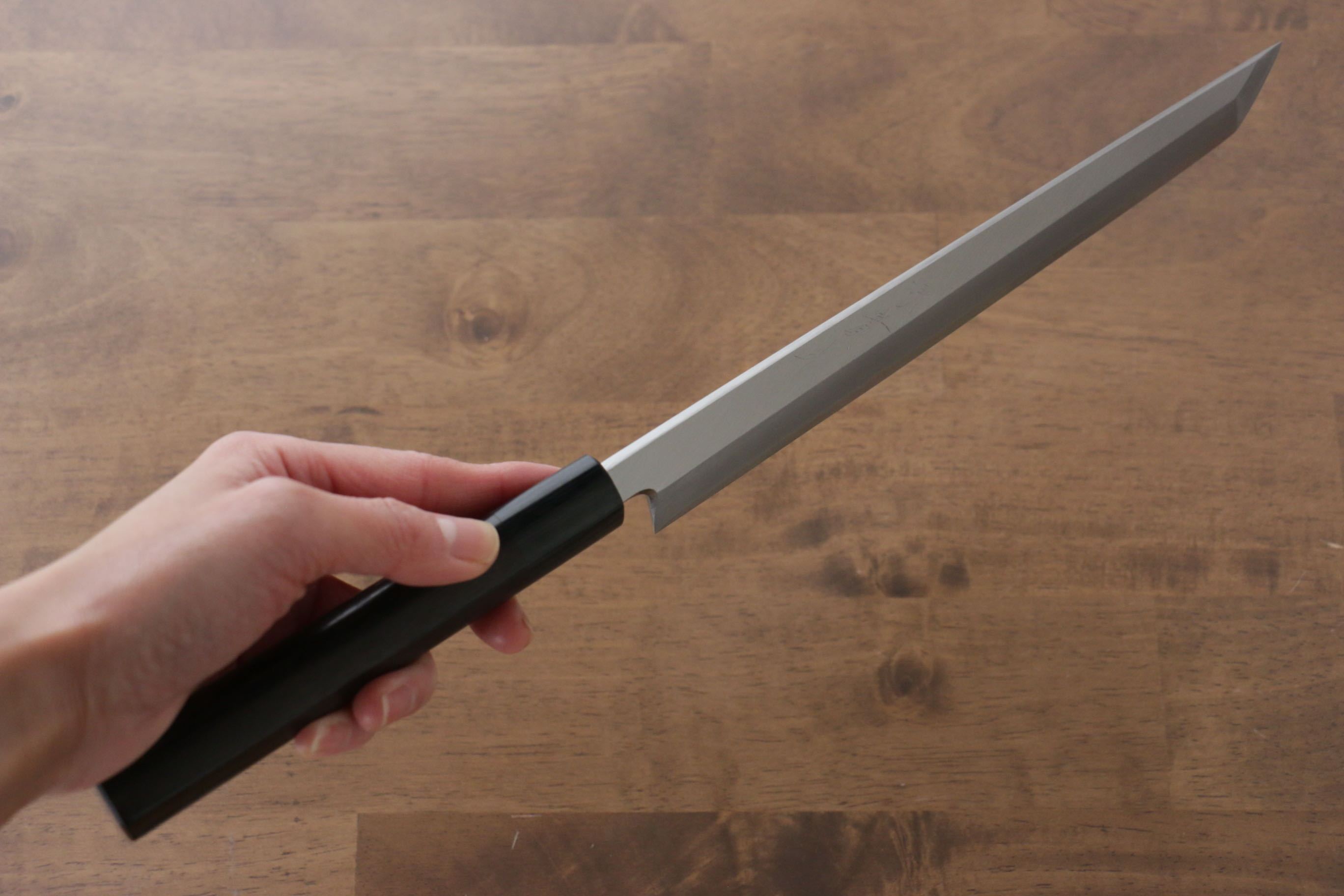 Jikko Silver Steel No.3 Sakimaru Yanagiba 240mm Shitan Handle - Japanny - Best Japanese Knife