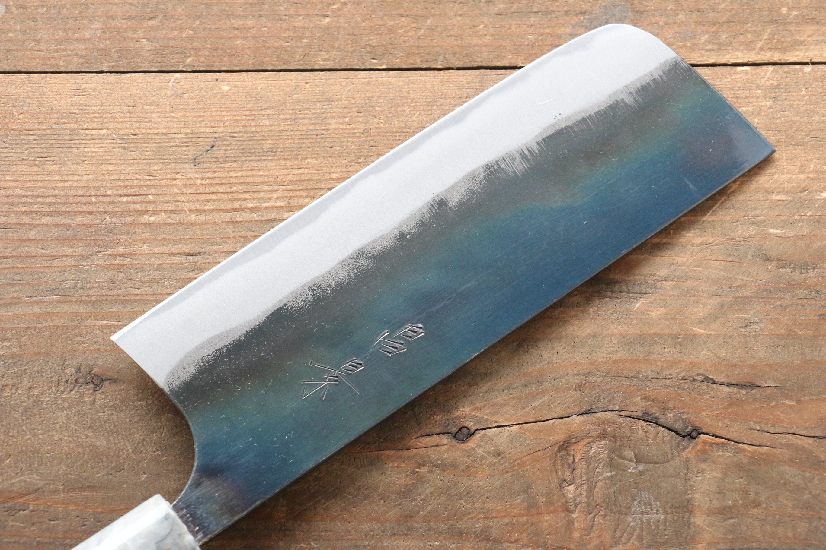 Masakage Masakage Mizu Blue Steel No.2 Black Finished Nakiri 170mm with American Cherry Handle - Japanny - Best Japanese Knife