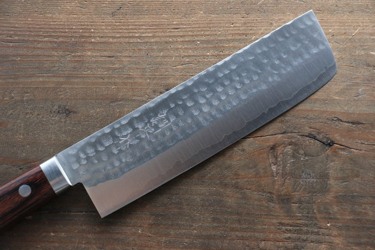 Kunihira Tanzo VG1 Hammered Usuba 165mm Mahogany Handle - Japanny - Best Japanese Knife