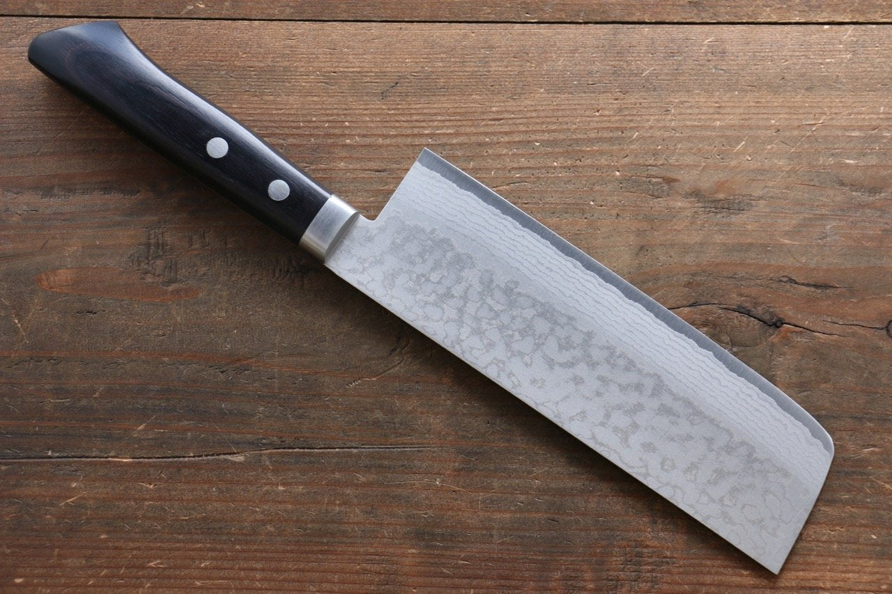 Kunihira Sairyu VG10 Damascus Nakiri 165mm Pakka wood Handle - Japanny - Best Japanese Knife