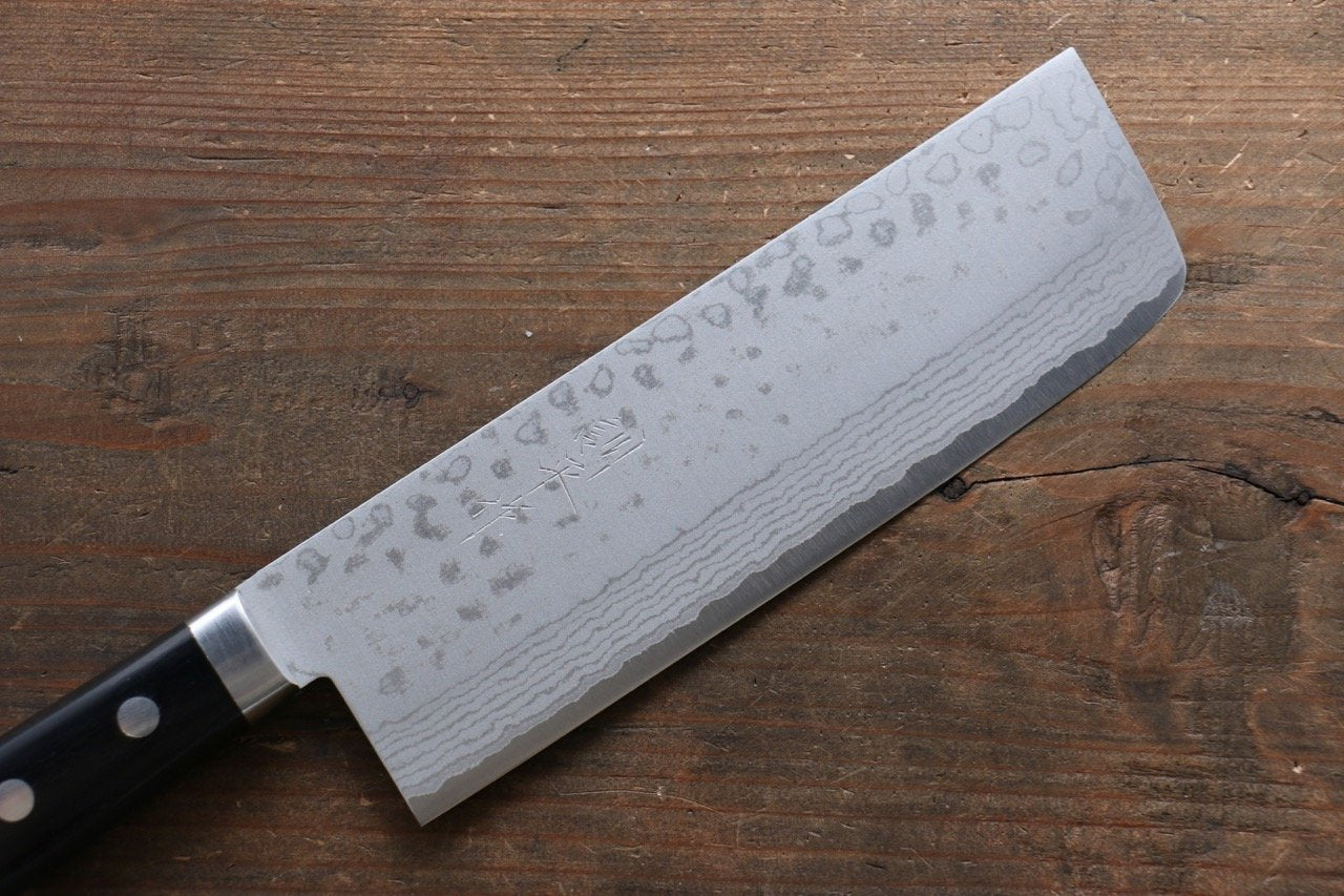 Kunihira Sairyu VG10 Damascus Nakiri 165mm Pakka wood Handle - Japanny - Best Japanese Knife
