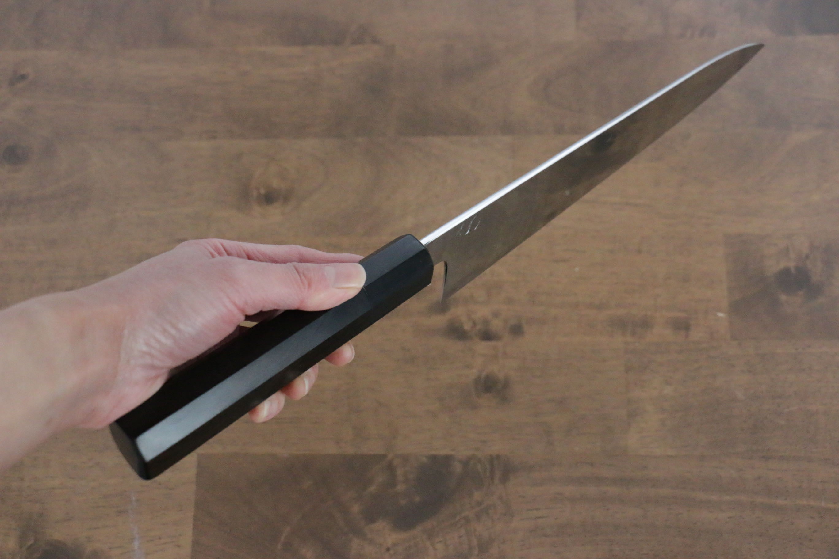 Jikko Fujisan Honyaki White Steel No.3 Mirrored Finish Gyuto 240mm Ebony Wood Handle - Japanny - Best Japanese Knife