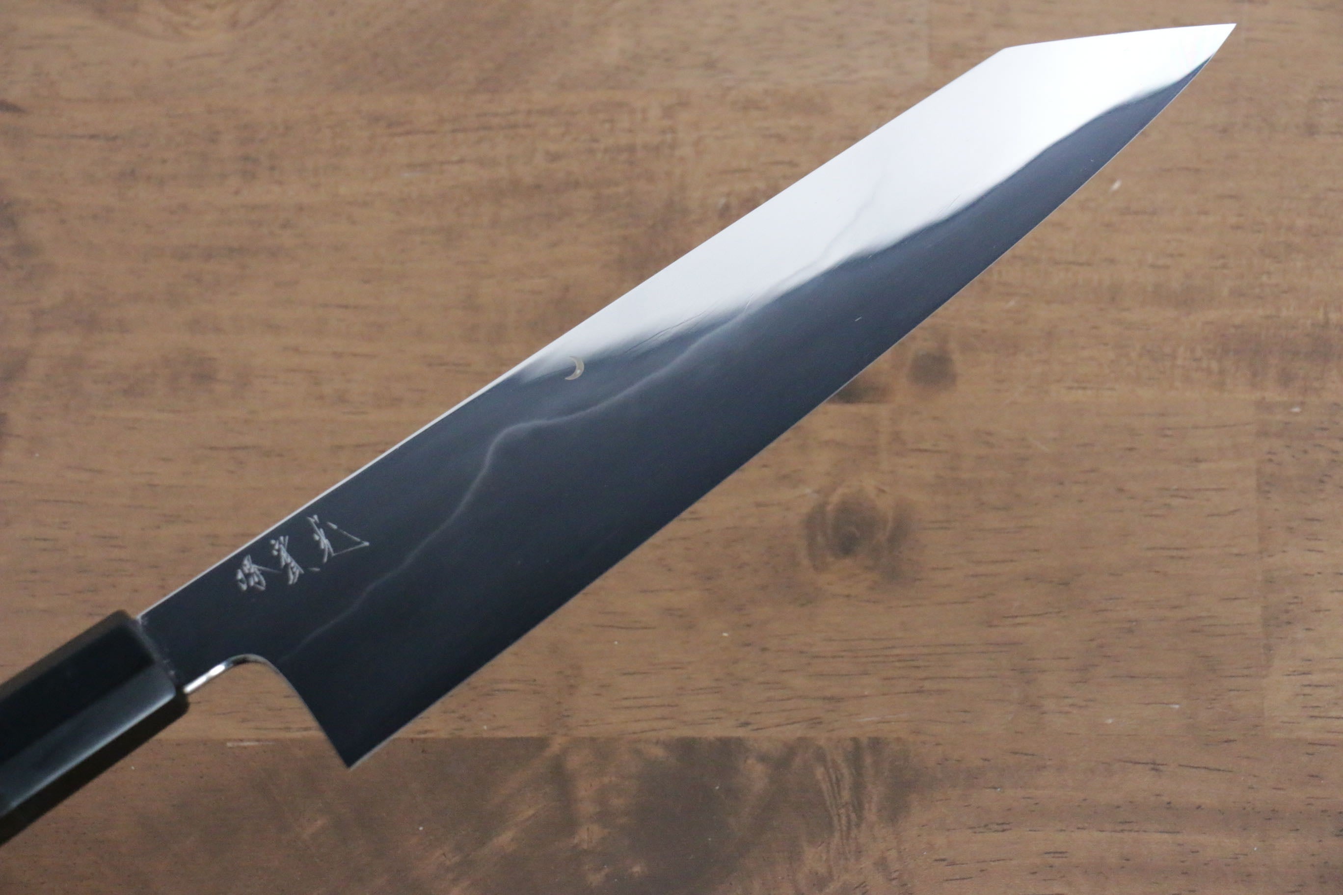 Jikko Fujisan Honyaki White Steel No.3 Mirrored Finish Kiritsuke Gyuto 210mm Ebony Wood Handle - Japanny - Best Japanese Knife