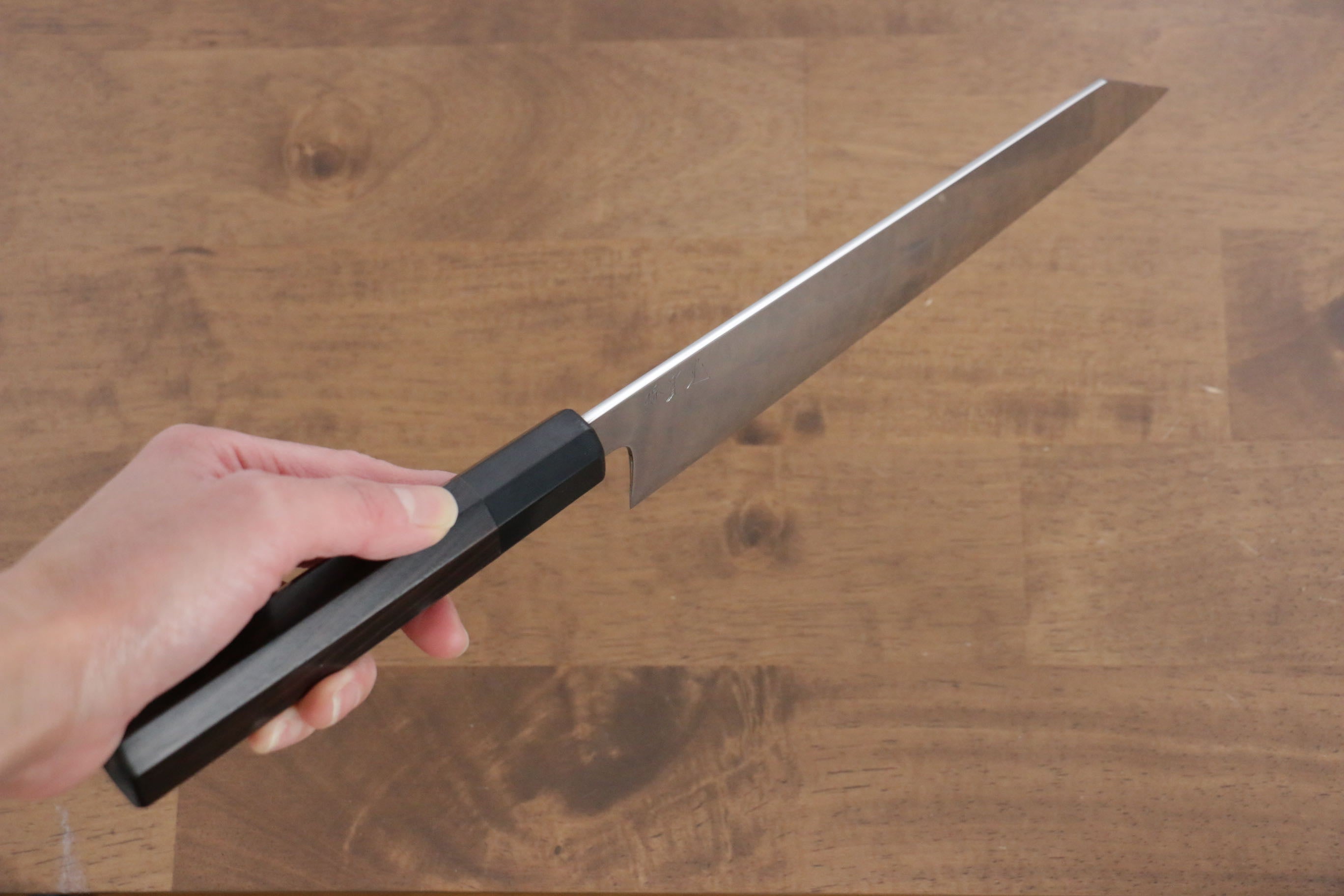 Jikko Fujisan Honyaki White Steel No.3 Mirrored Finish Kiritsuke Gyuto 210mm Ebony Wood Handle - Japanny - Best Japanese Knife
