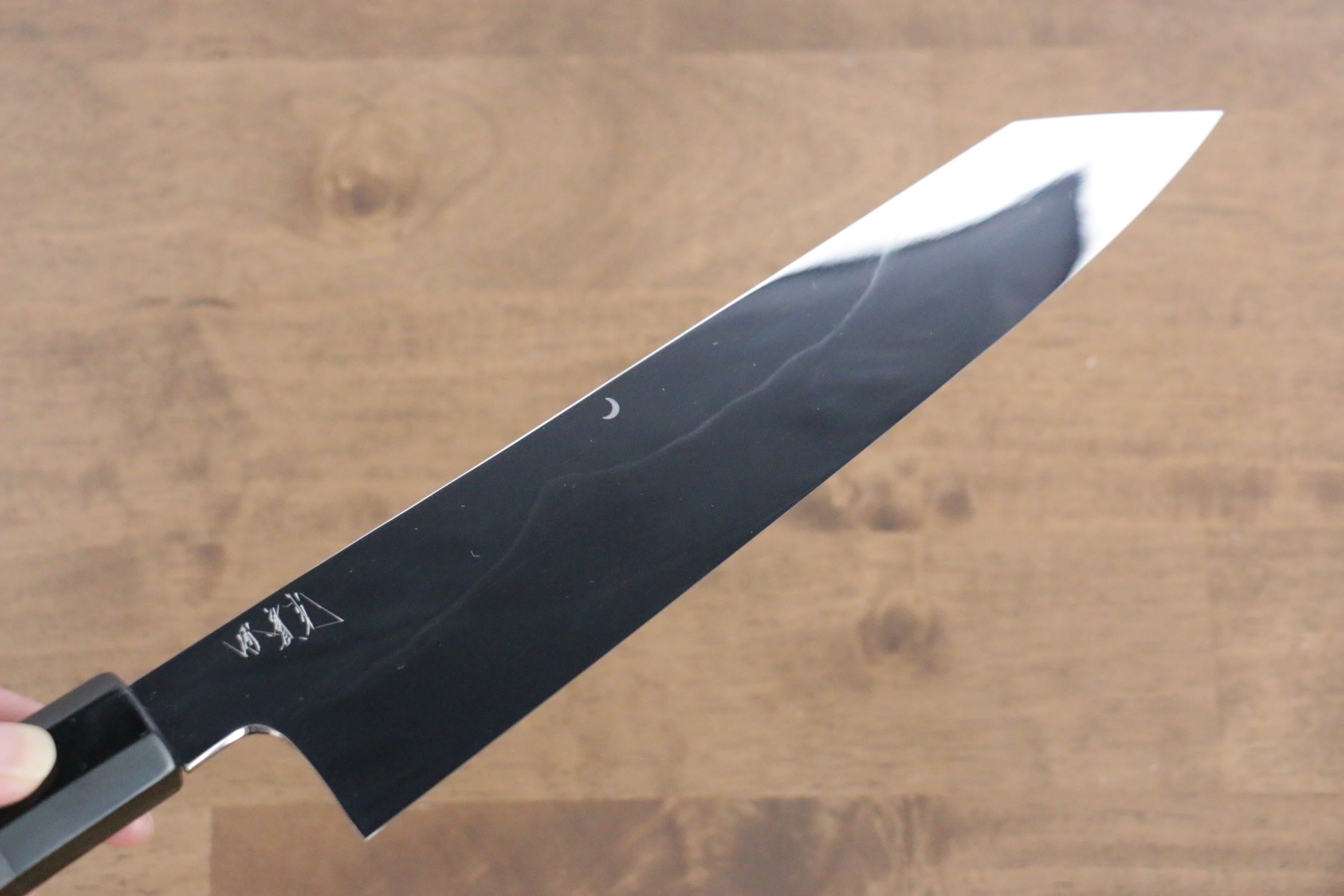 Jikko Fujisan Honyaki White Steel No.3 Mirrored Finish Kiritsuke Gyuto 240mm Ebony Wood Handle - Japanny - Best Japanese Knife