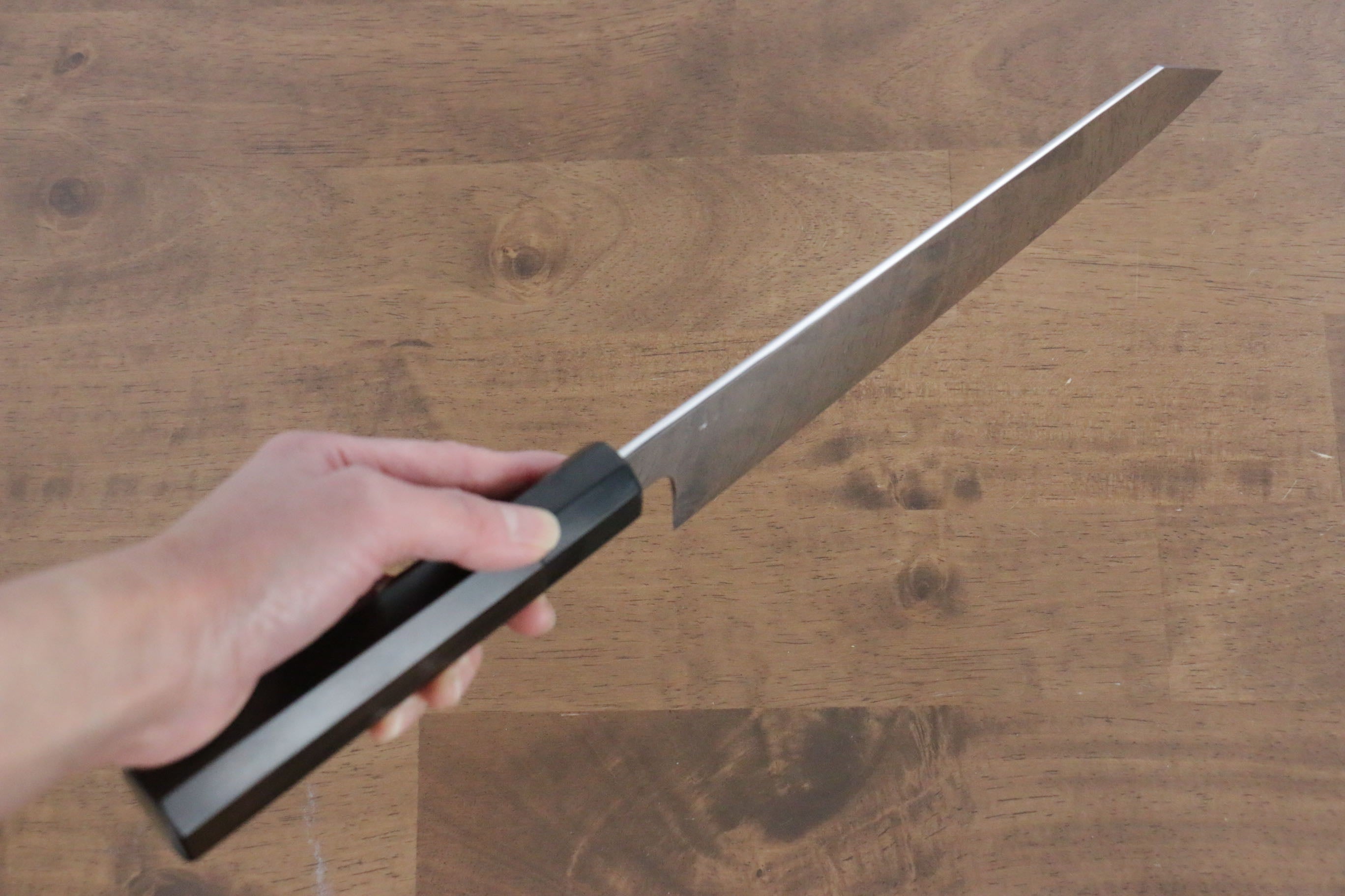 Jikko Fujisan Honyaki White Steel No.3 Mirrored Finish Kiritsuke Gyuto 240mm Ebony Wood Handle - Japanny - Best Japanese Knife