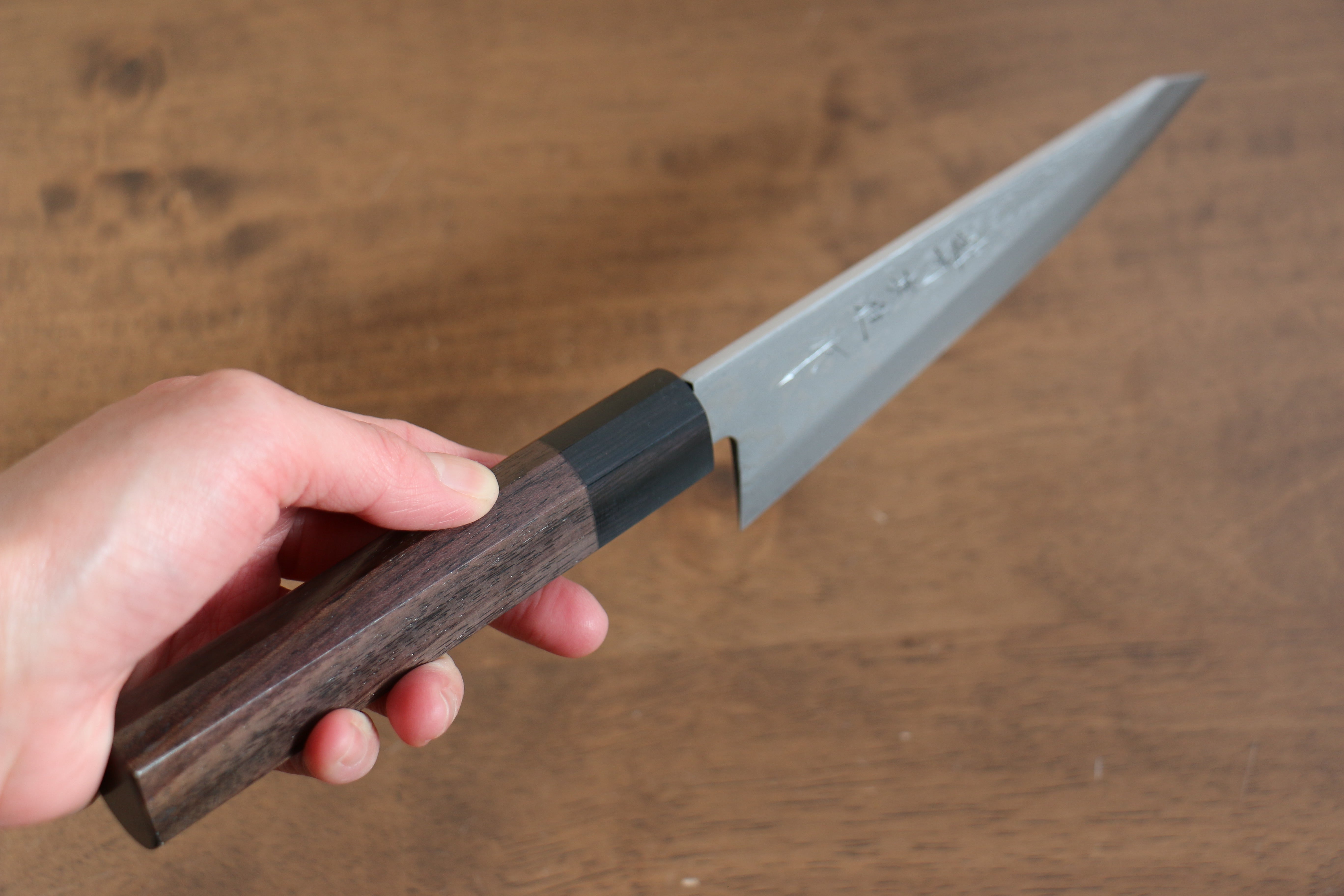 Hideo Kitaoka Blue Steel No.2 Damascus Honesuki Boning 150mm Shitan Handle - Japanny - Best Japanese Knife
