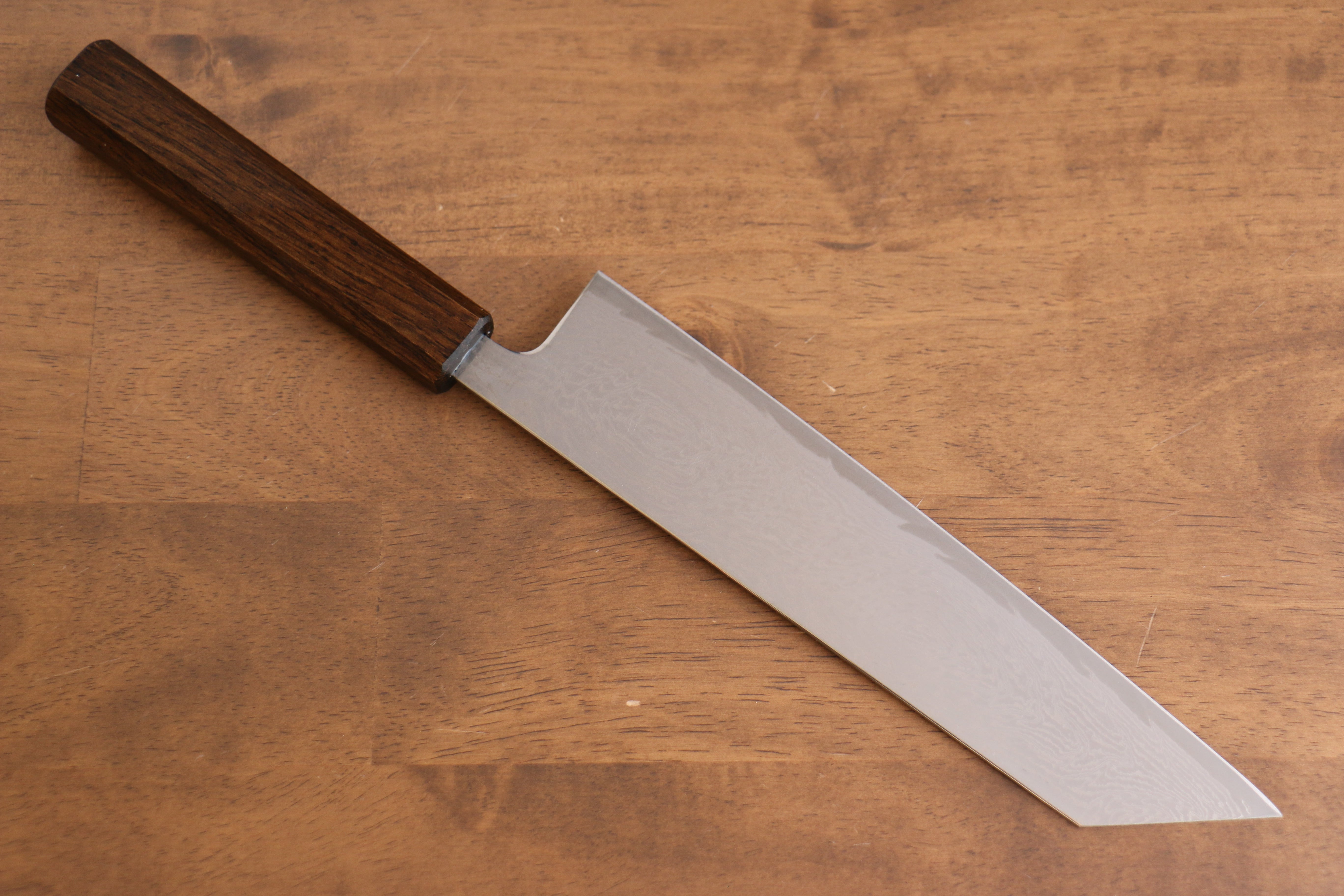 Seisuke Nami AUS10 Mirrored Finish Damascus Kiritsuke Gyuto 210mm Oak Handle - Japanny - Best Japanese Knife