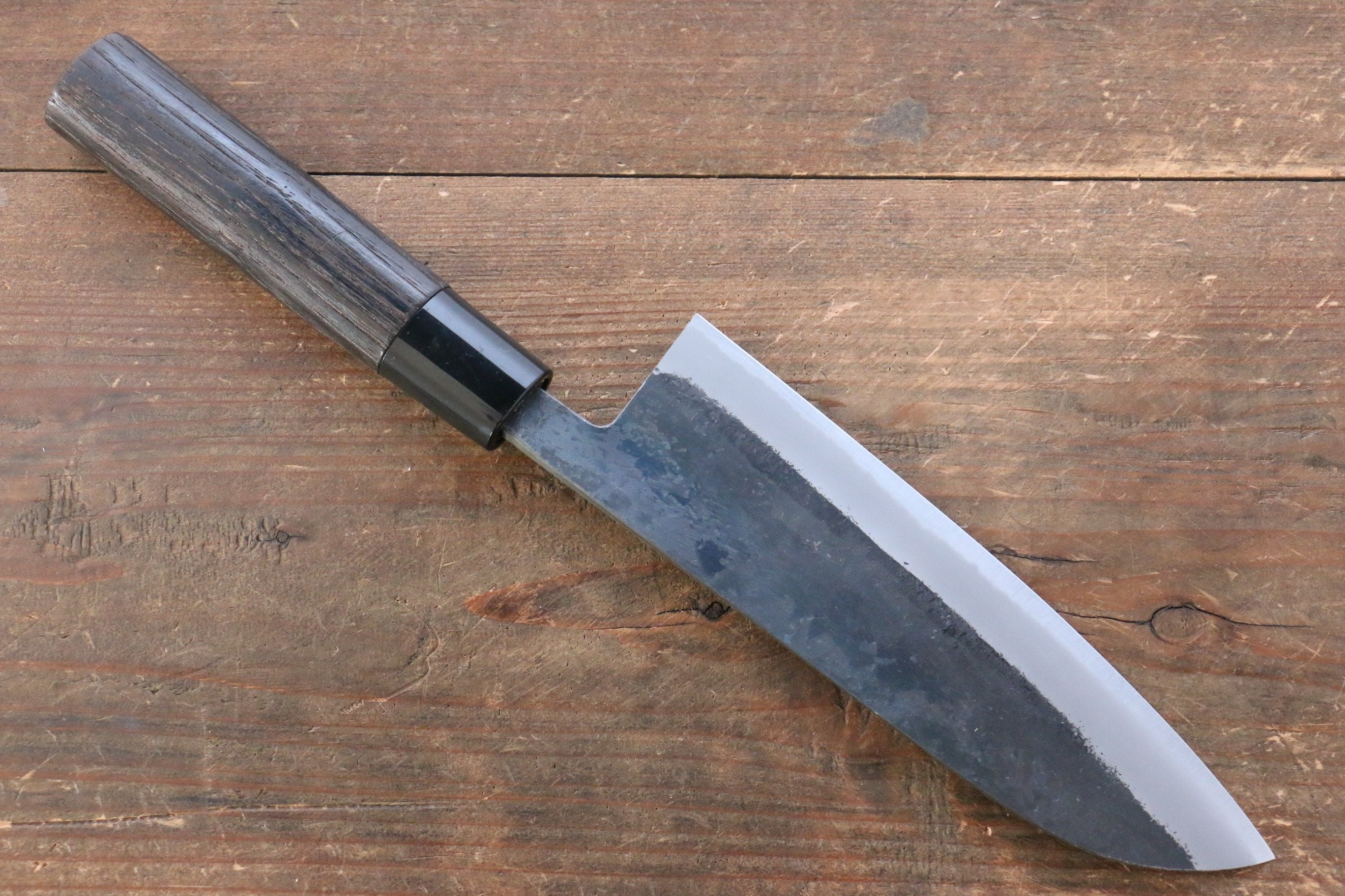 Seisuke White Steel Kurouchi Santoku 165mm Burnt Chestnut Handle - Japanny - Best Japanese Knife