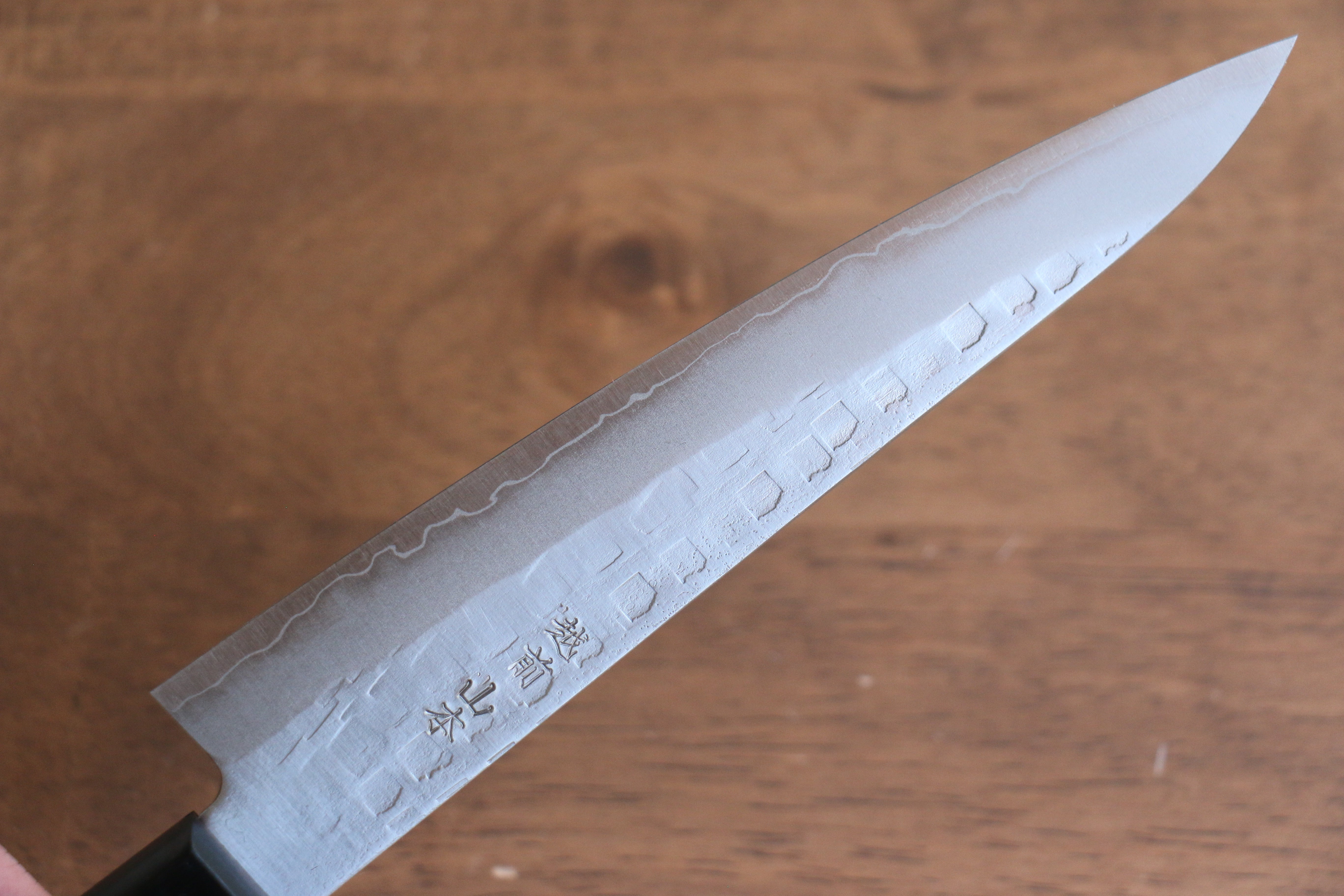 Nao Yamamoto AUS8 Hammered Petty-Utility 160mm Black Pakka wood Handle - Japanny - Best Japanese Knife