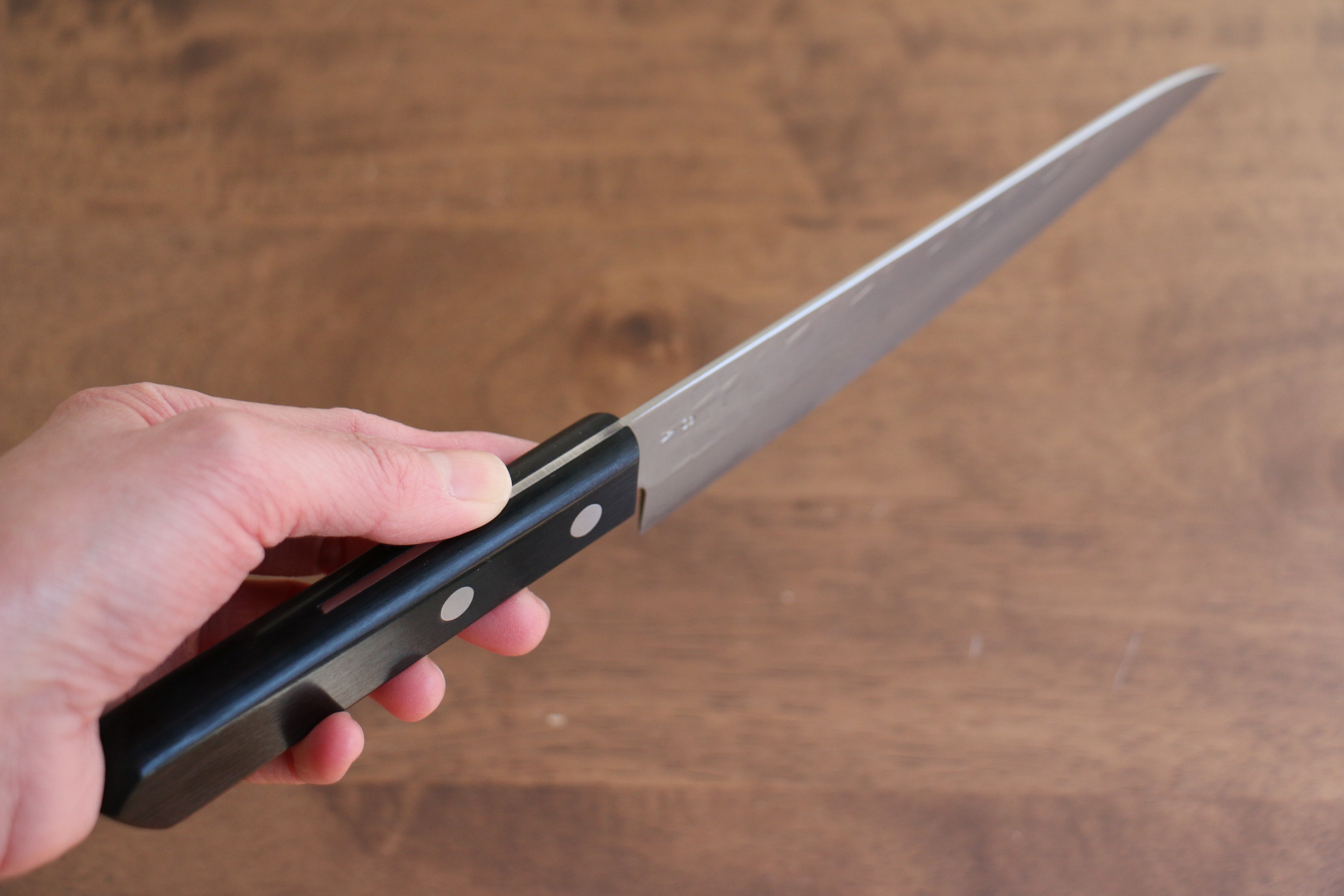 Nao Yamamoto AUS8 Hammered Petty-Utility 160mm Black Pakka wood Handle - Japanny - Best Japanese Knife