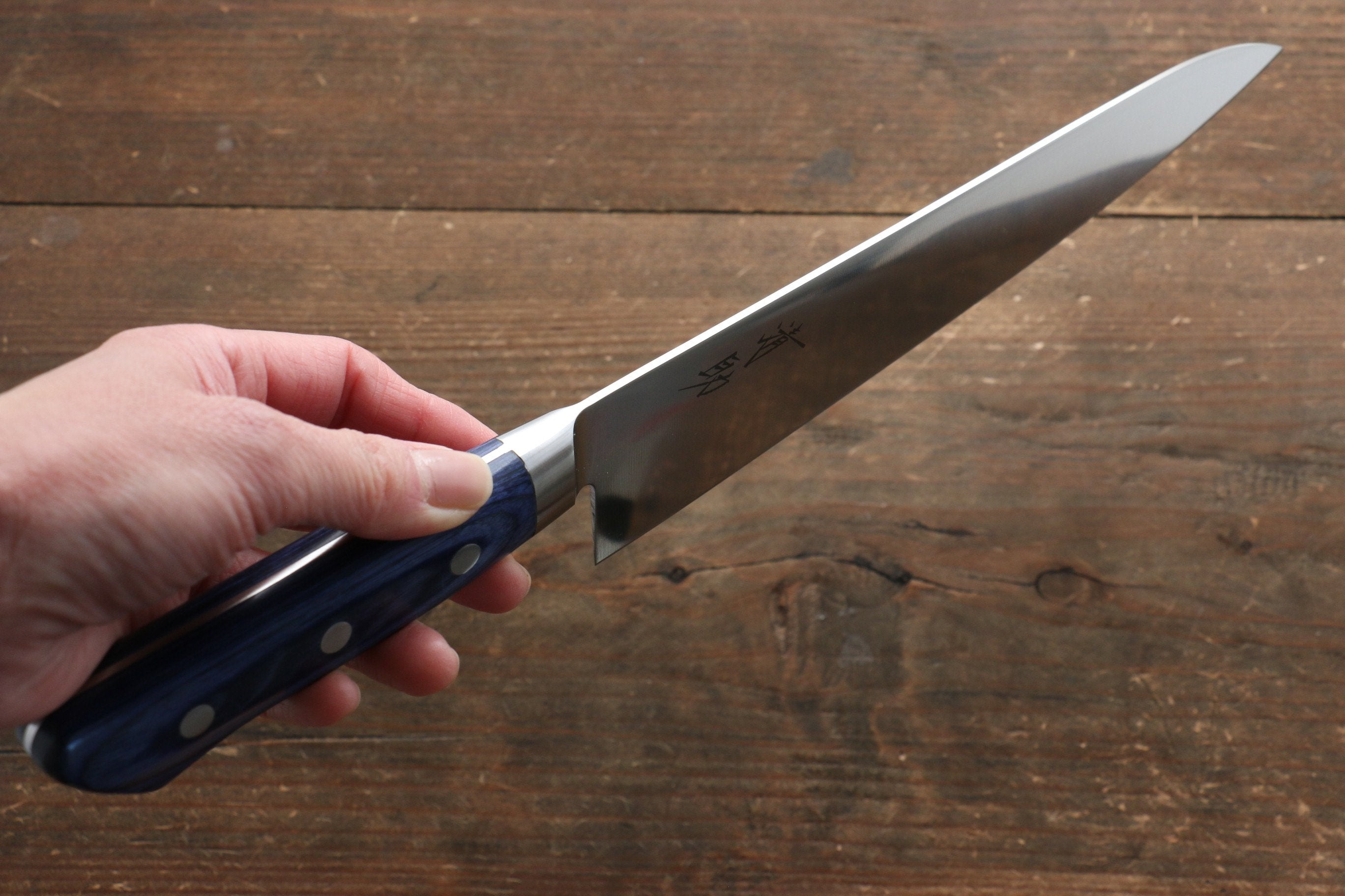 Seisuke Seiten Molybdenum Gyuto 210mm Blue Pakka wood Handle with Sheath - Japanny - Best Japanese Knife