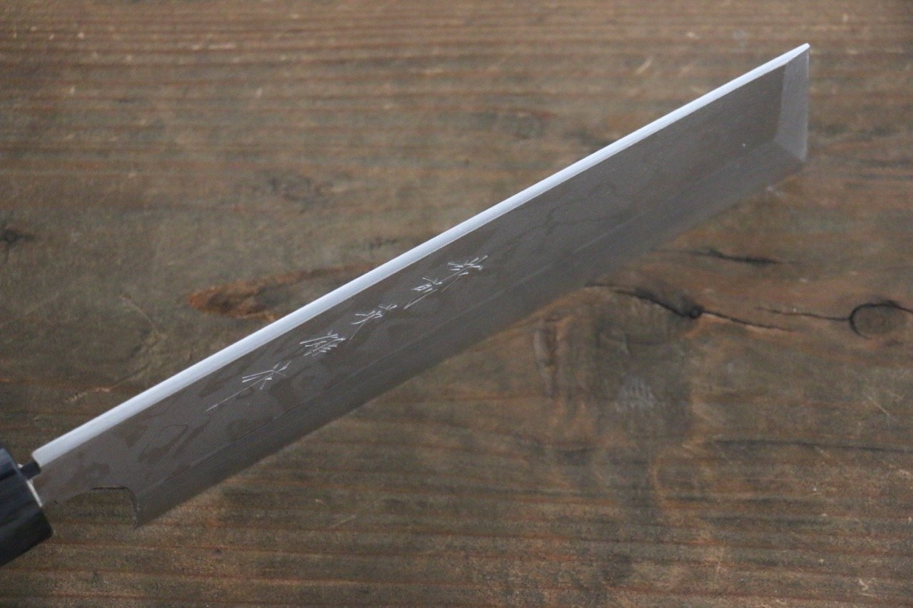 Hideo Kitaoka White Steel No.2 Damascus Kakugata Usuba 180mm Shitan Handle - Japanny - Best Japanese Knife
