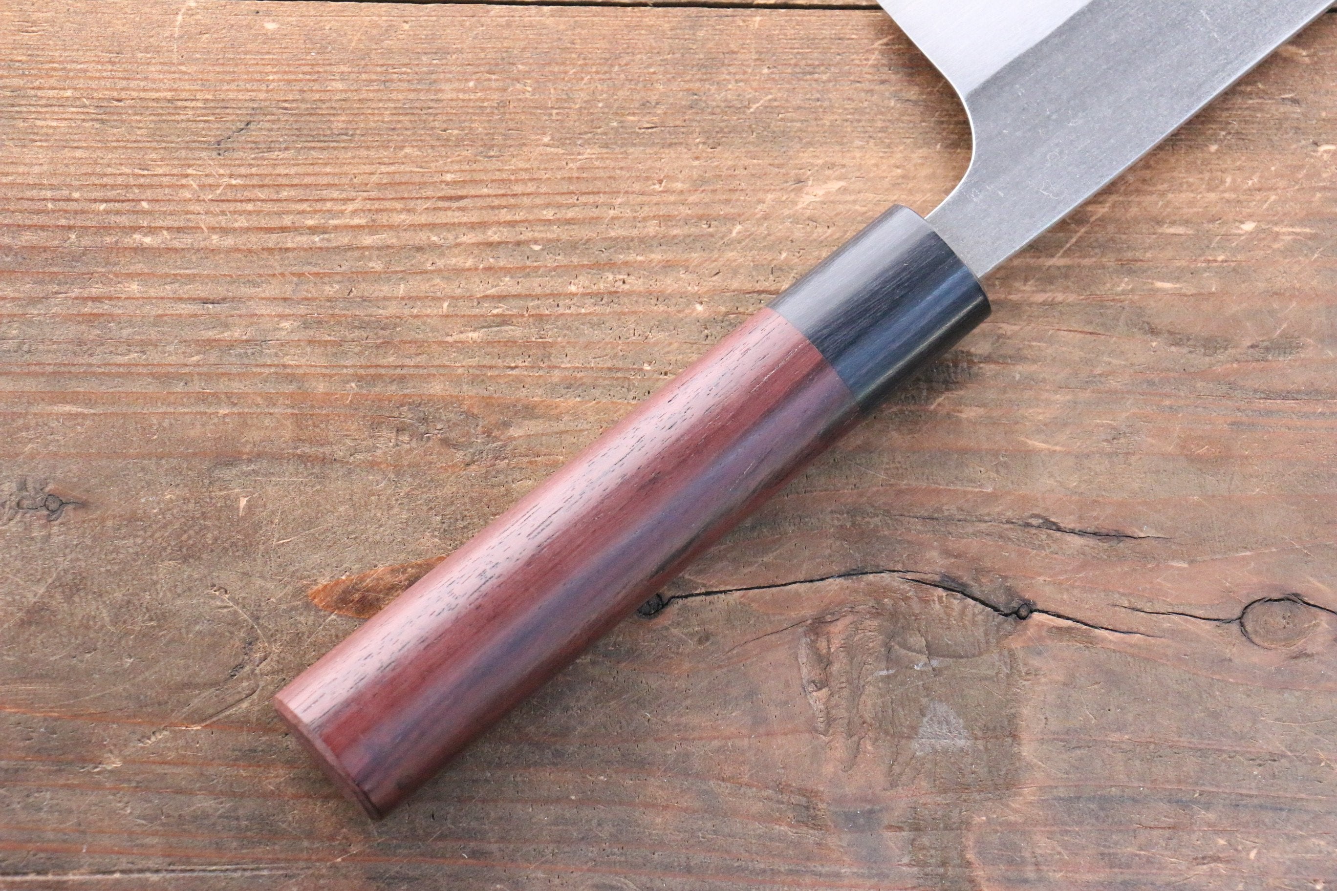 Shungo Ogata SG2 Kurouchi Black Finished Santoku 180mm Shitan Handle - Japanny - Best Japanese Knife