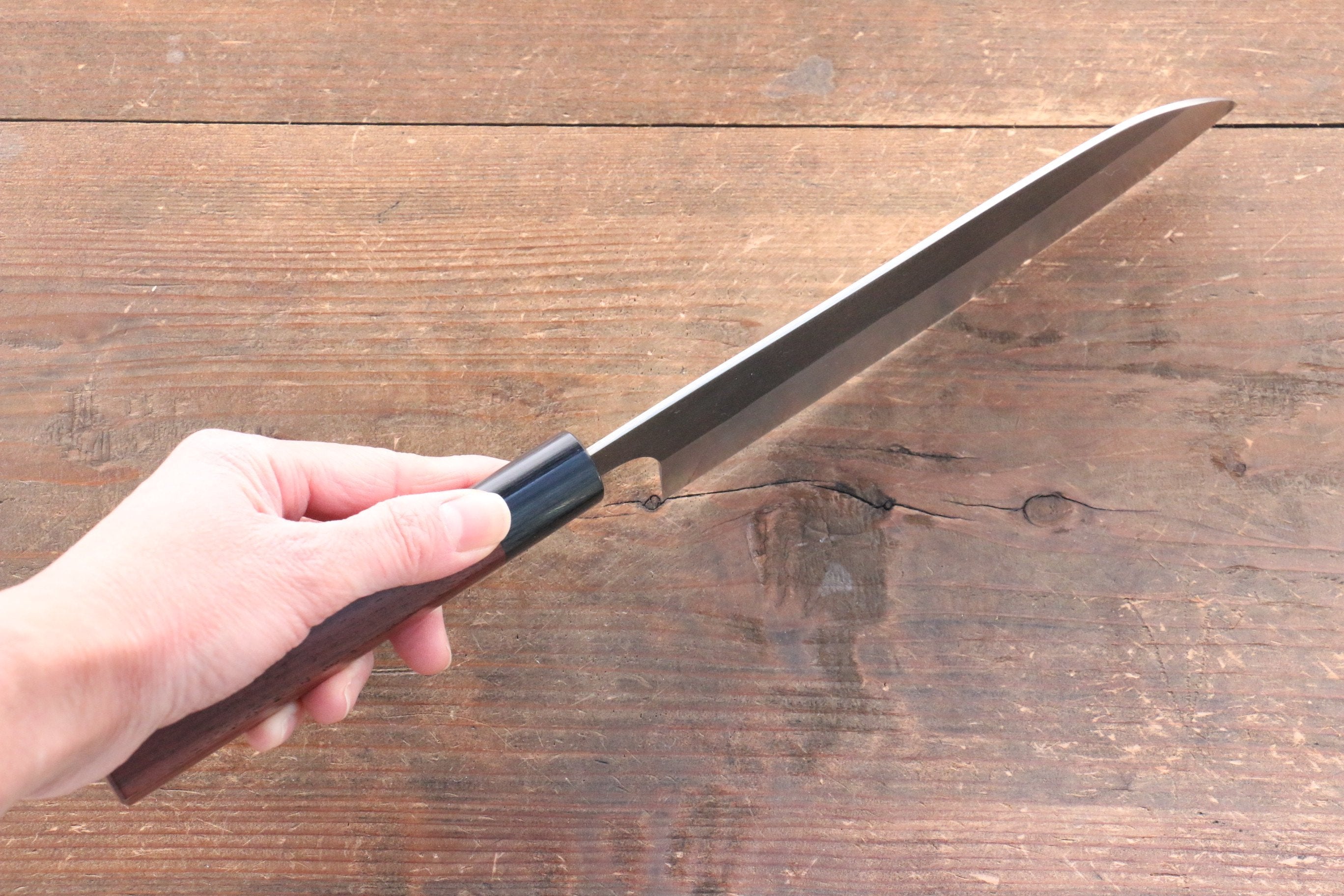 Shungo Ogata SG2 Kurouchi Black Finished Santoku 180mm Shitan Handle - Japanny - Best Japanese Knife