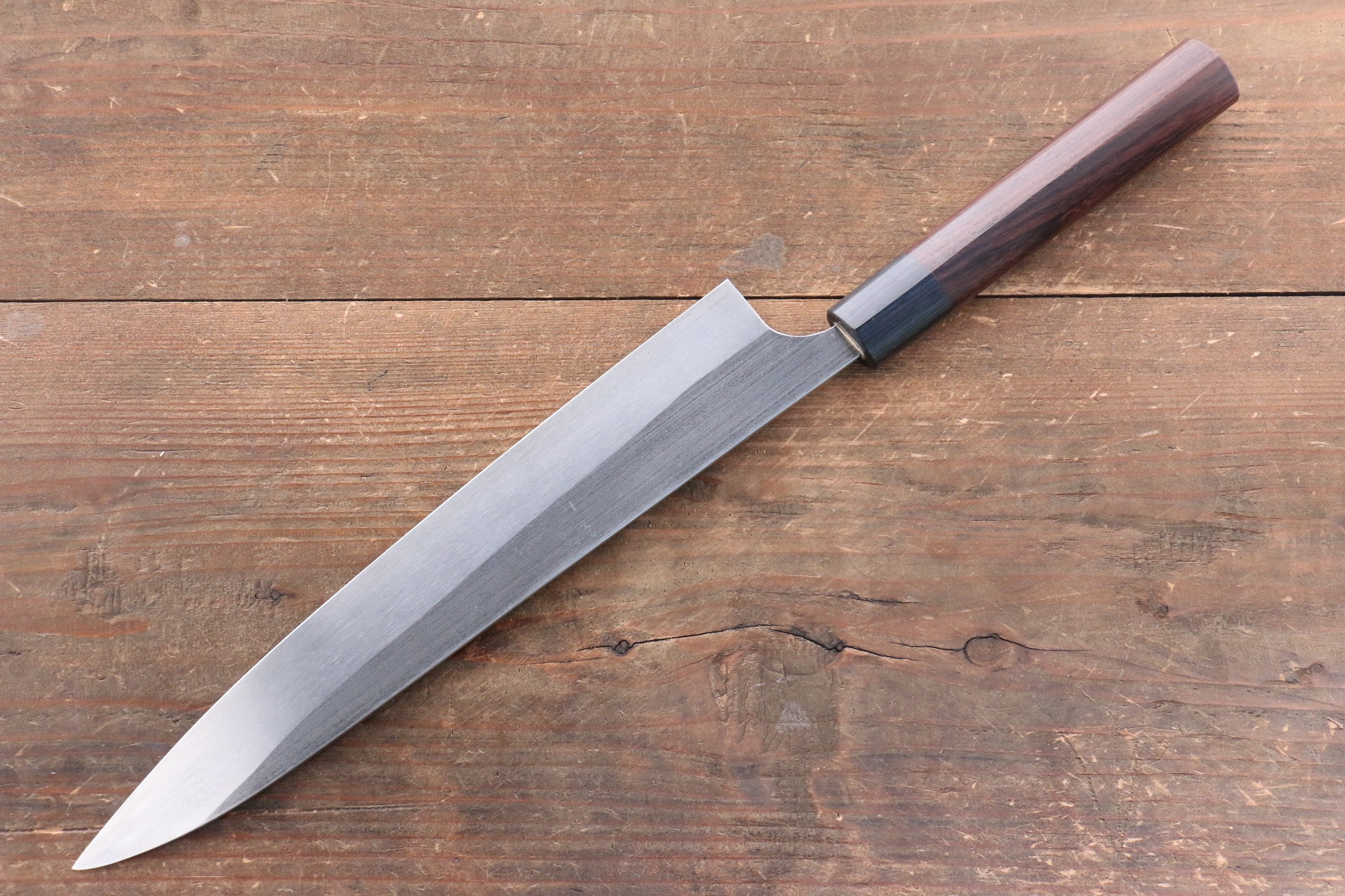 Shungo Ogata SG2 Kurouchi Black Finished Sujihiki 240mm Shitan Handle - Japanny - Best Japanese Knife