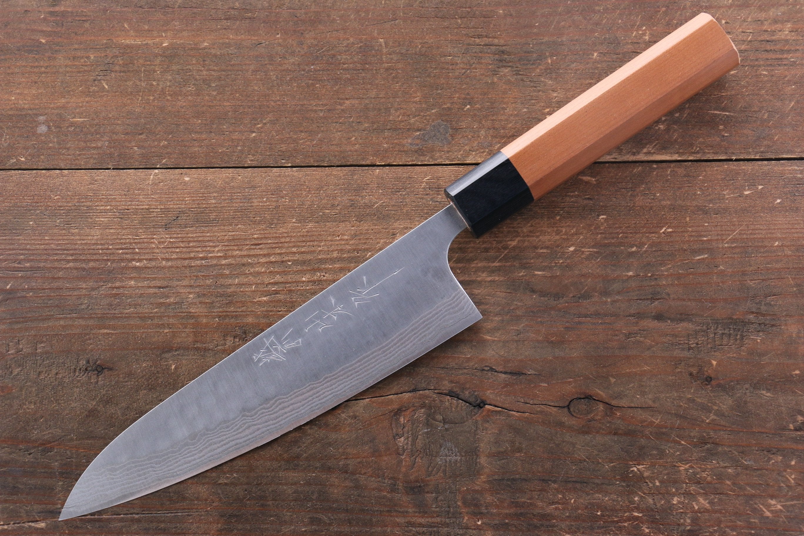Nao Yamamoto SRS13 Black Damascus Gyuto 180mm Cherry Blossoms Handle - Japanny - Best Japanese Knife