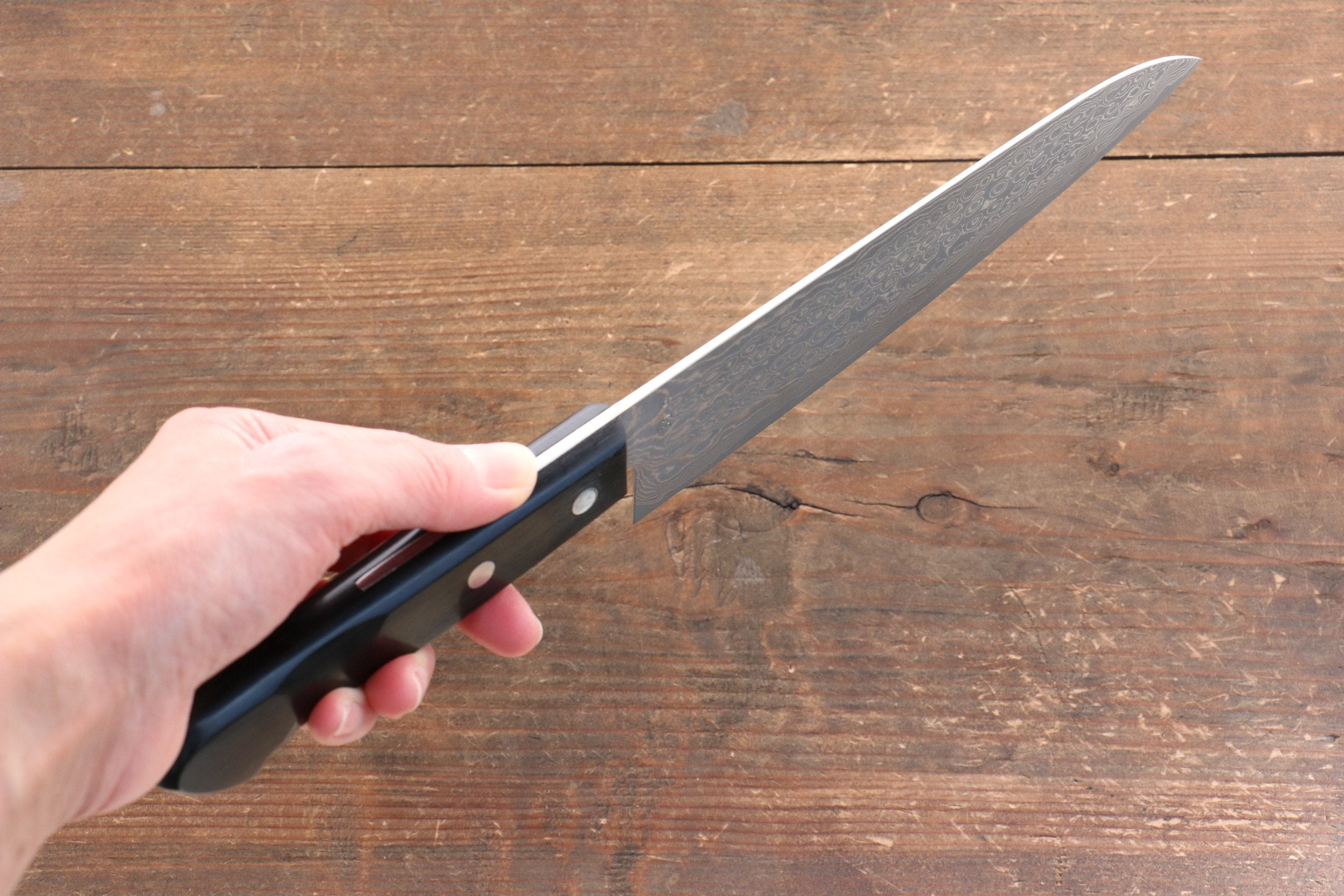 Nao Yamamoto SG2 Damascus Migaki Finished Gyuto 180mm Black Pakka wood Handle - Japanny - Best Japanese Knife
