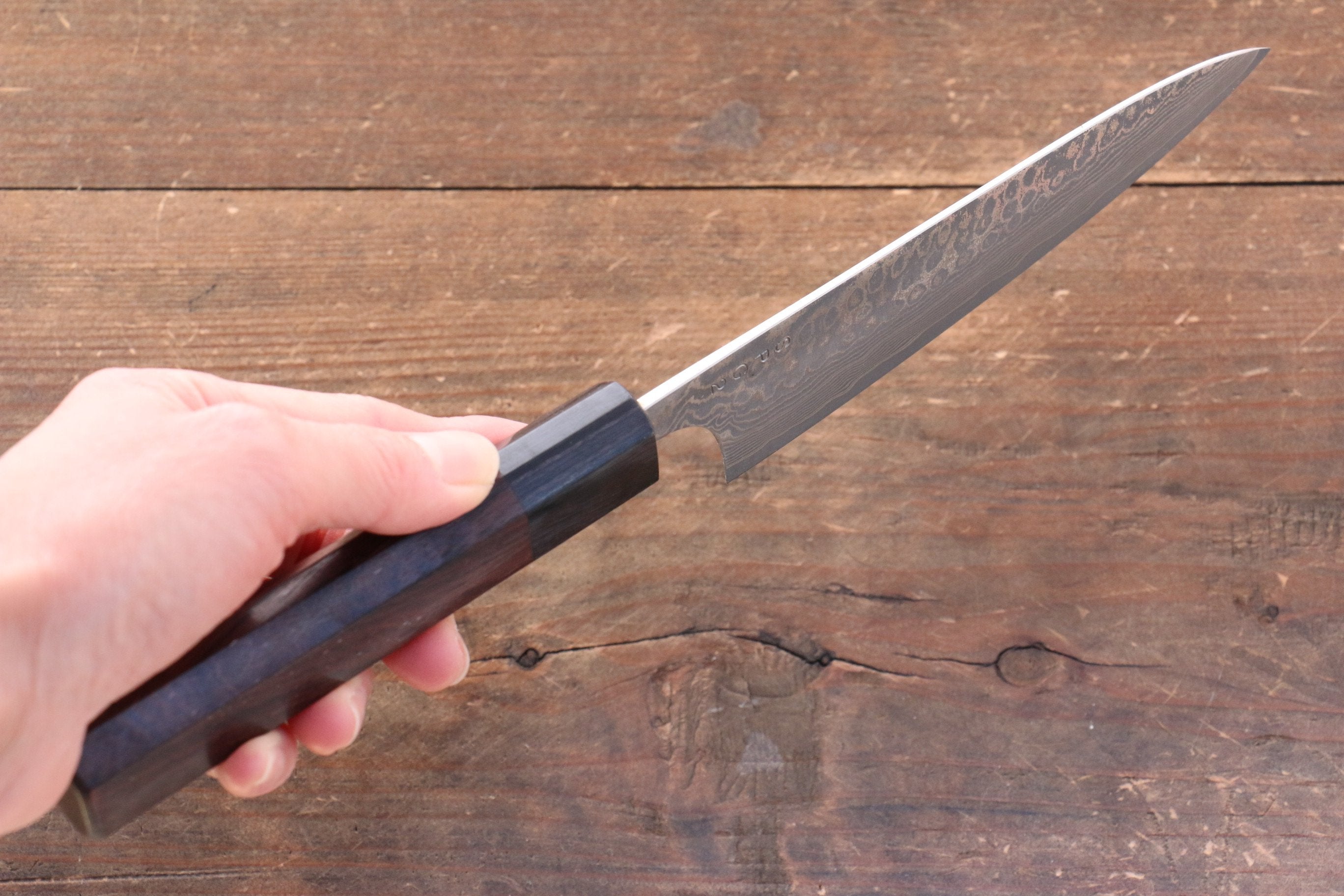 Nao Yamamoto SG2 Black Damascus Petty-Utility 140mm Shitan Handle - Japanny - Best Japanese Knife