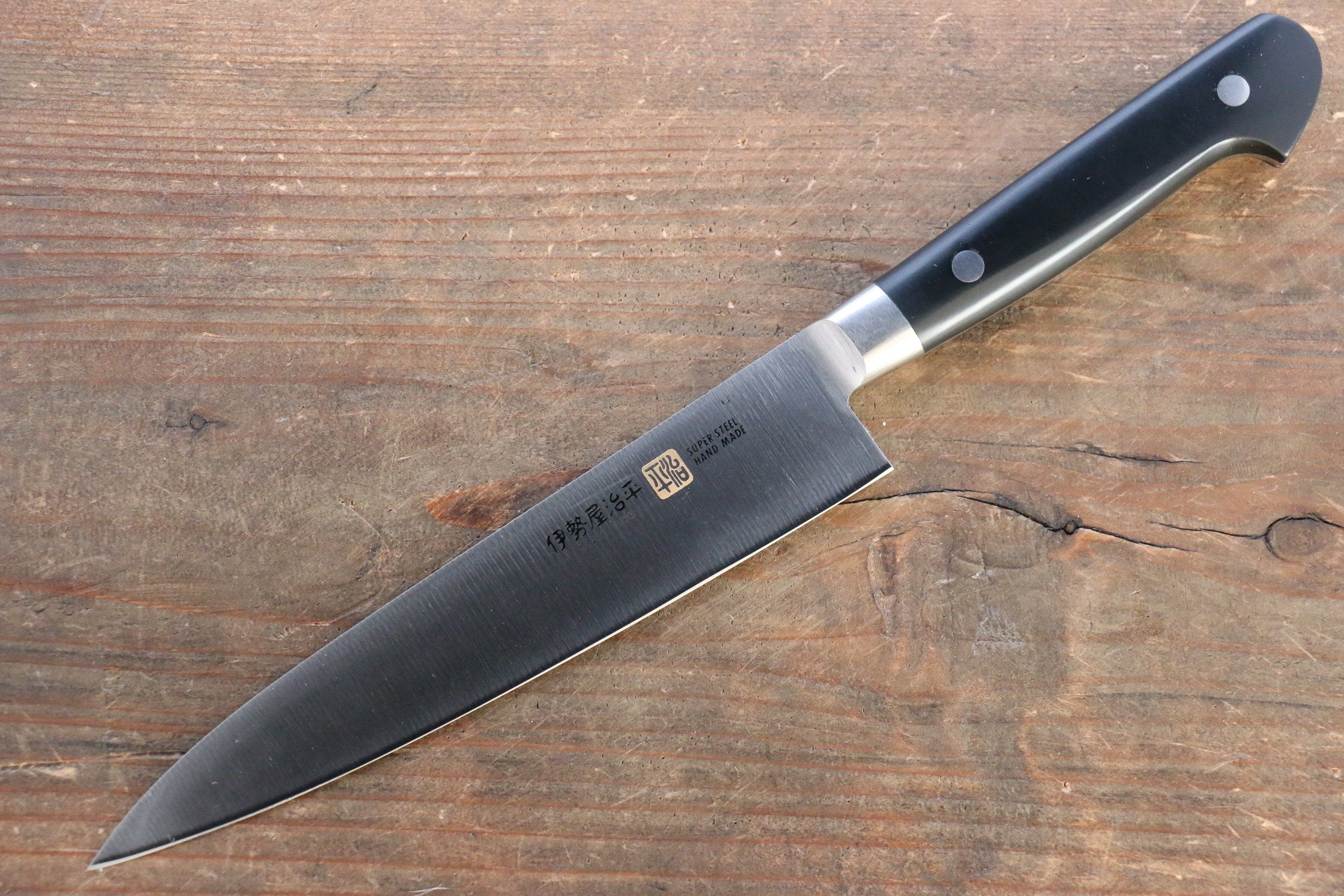 Iseya Molybdenum Steel Petty Knife 150mm & Gyuto Knife 210mmwith Black Micarta handle Set (Ferrel : Stainless Steel) - Japanny - Best Japanese Knife