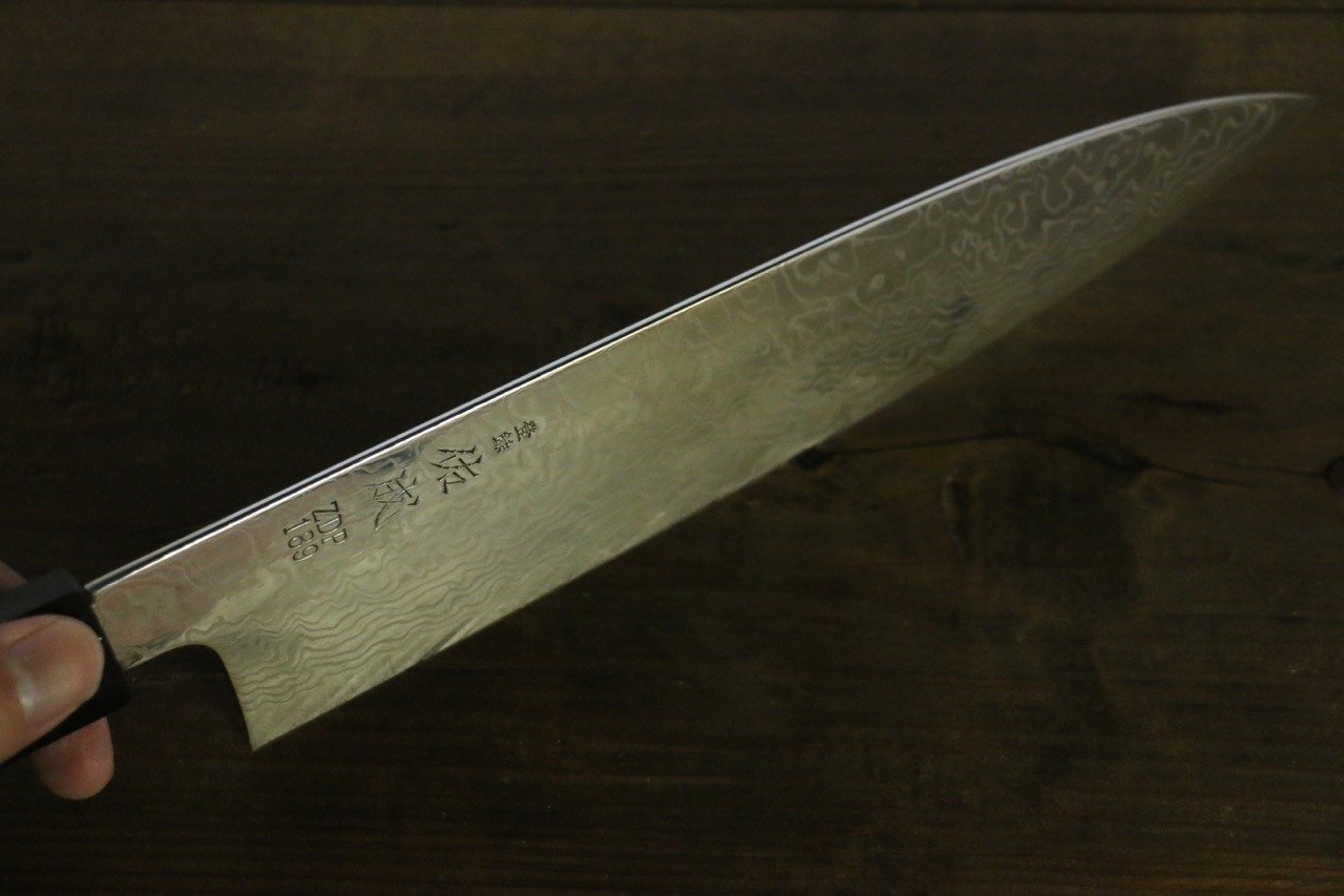 Sukenari ZDP189 Damascus Gyuto 210mm Shitan Handle - Japanny - Best Japanese Knife