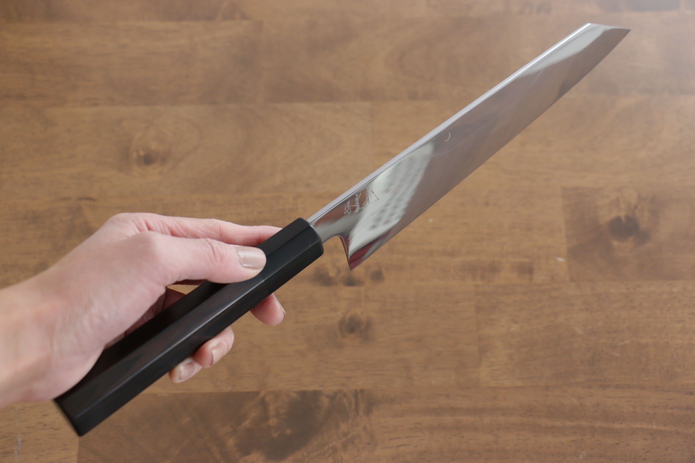 Jikko Fujisan Honyaki White Steel No.3 Kasumitogi Kiritsuke Gyuto 210mm Ebony Wood Handle - Japanny - Best Japanese Knife