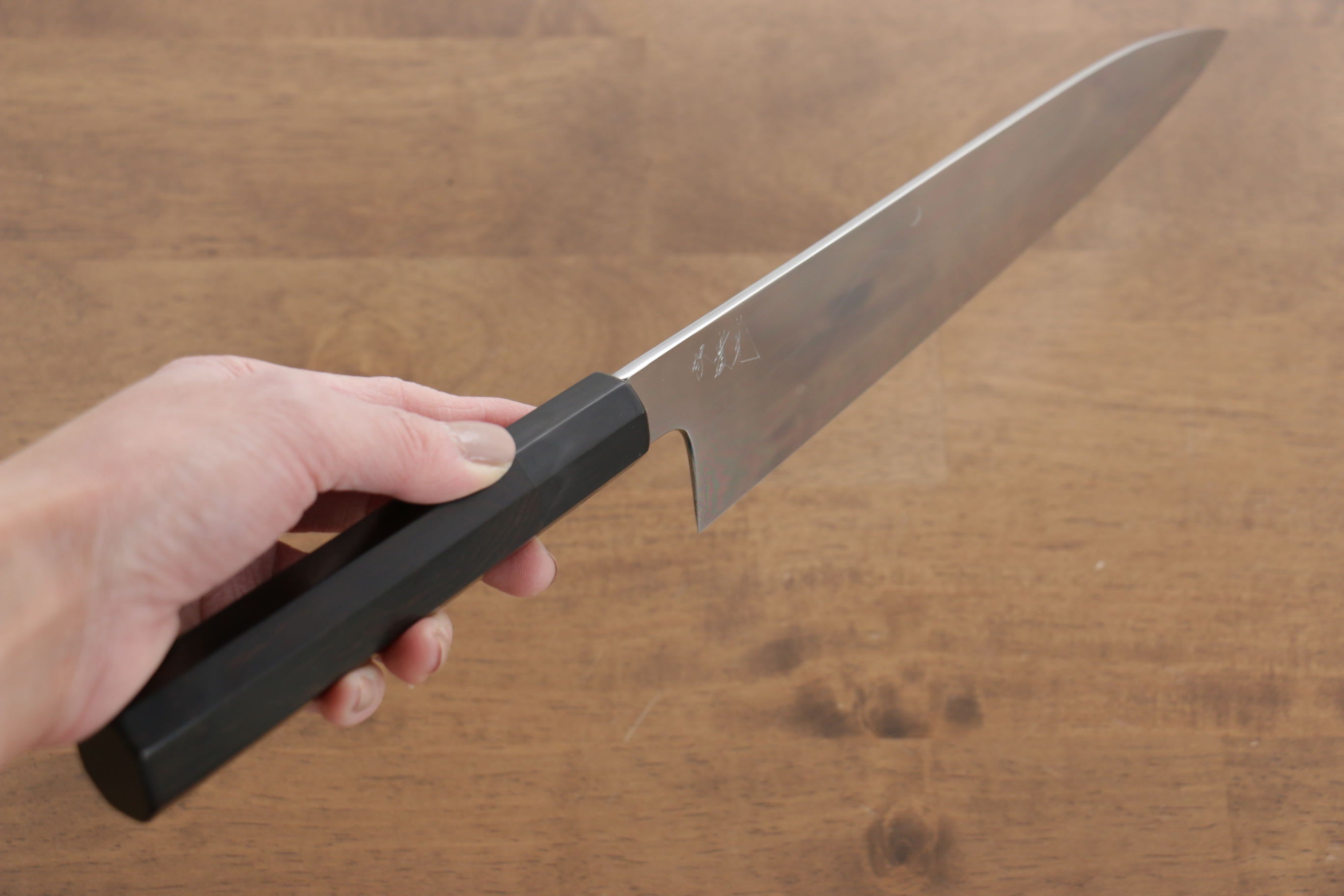 Jikko Fujisan Honyaki White Steel No.3 Gyuto 210mm Ebony Wood Handle Kasumi - Japanny - Best Japanese Knife