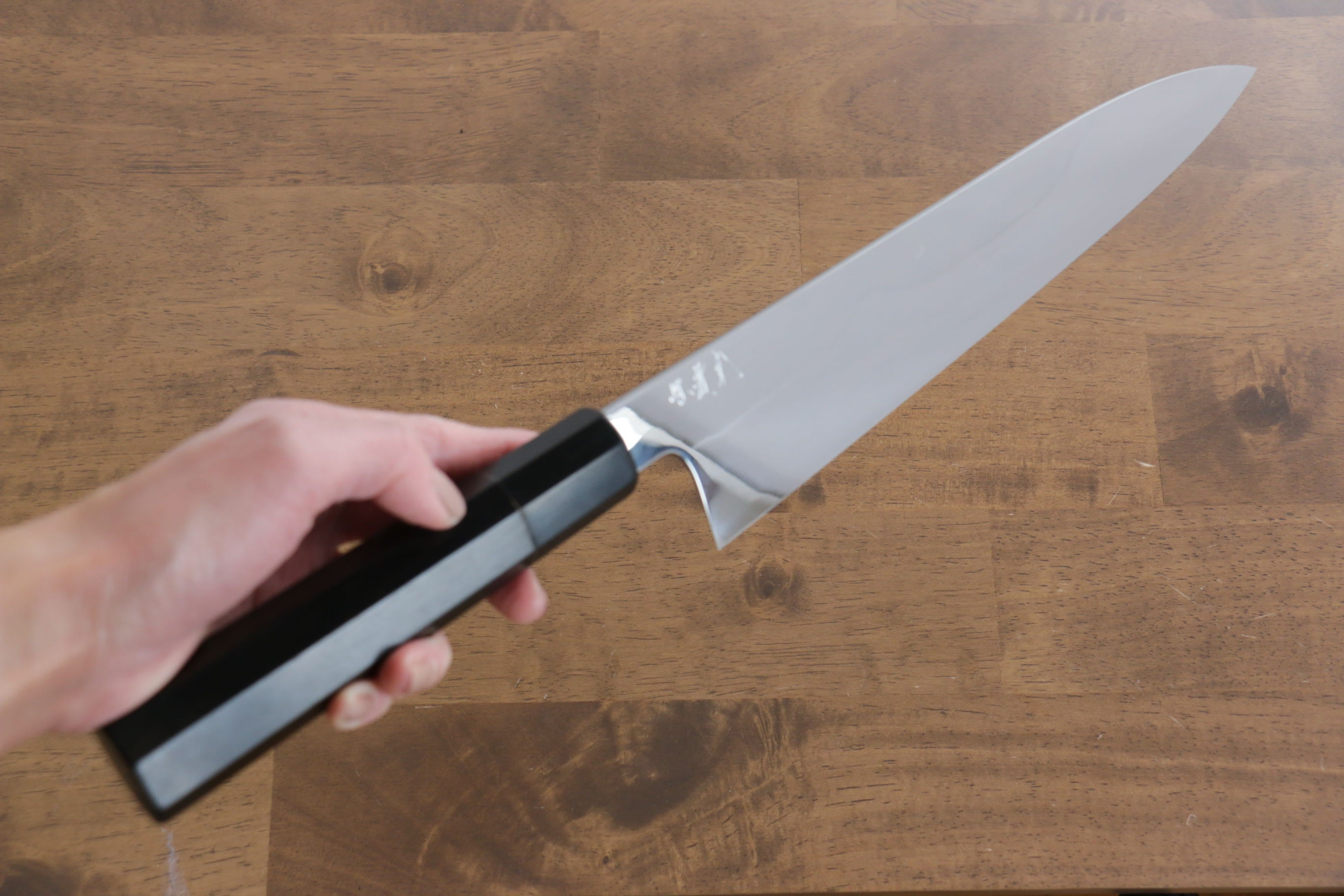 Jikko Fujisan Honyaki White Steel No.3 Gyuto 240mm Ebony Wood Handle Kasumi - Japanny - Best Japanese Knife