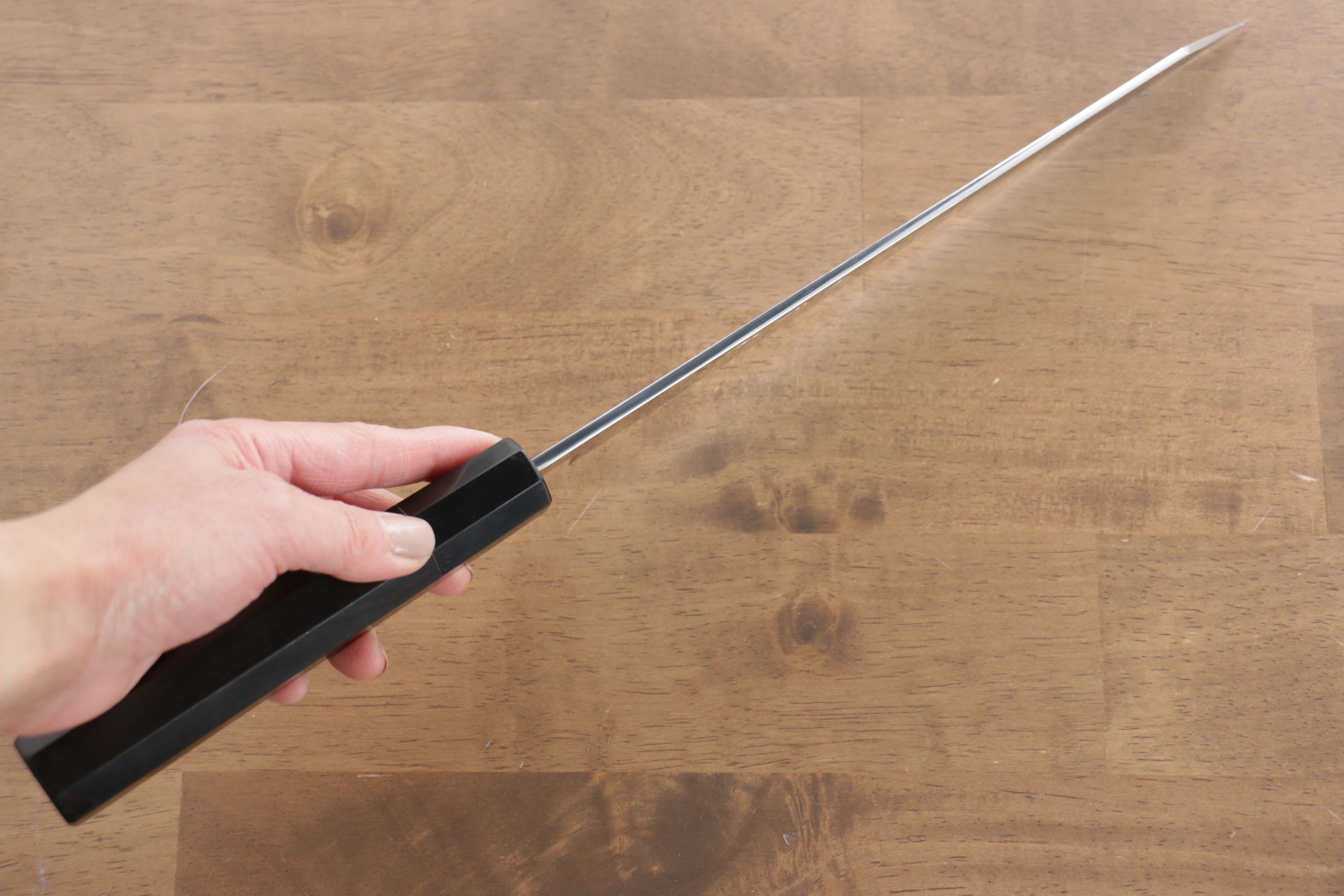 Jikko Honyaki White Steel No.3 Mirrored Finish Kiritsuke Gyuto 240mm Ebony Wood Handle - Japanny - Best Japanese Knife
