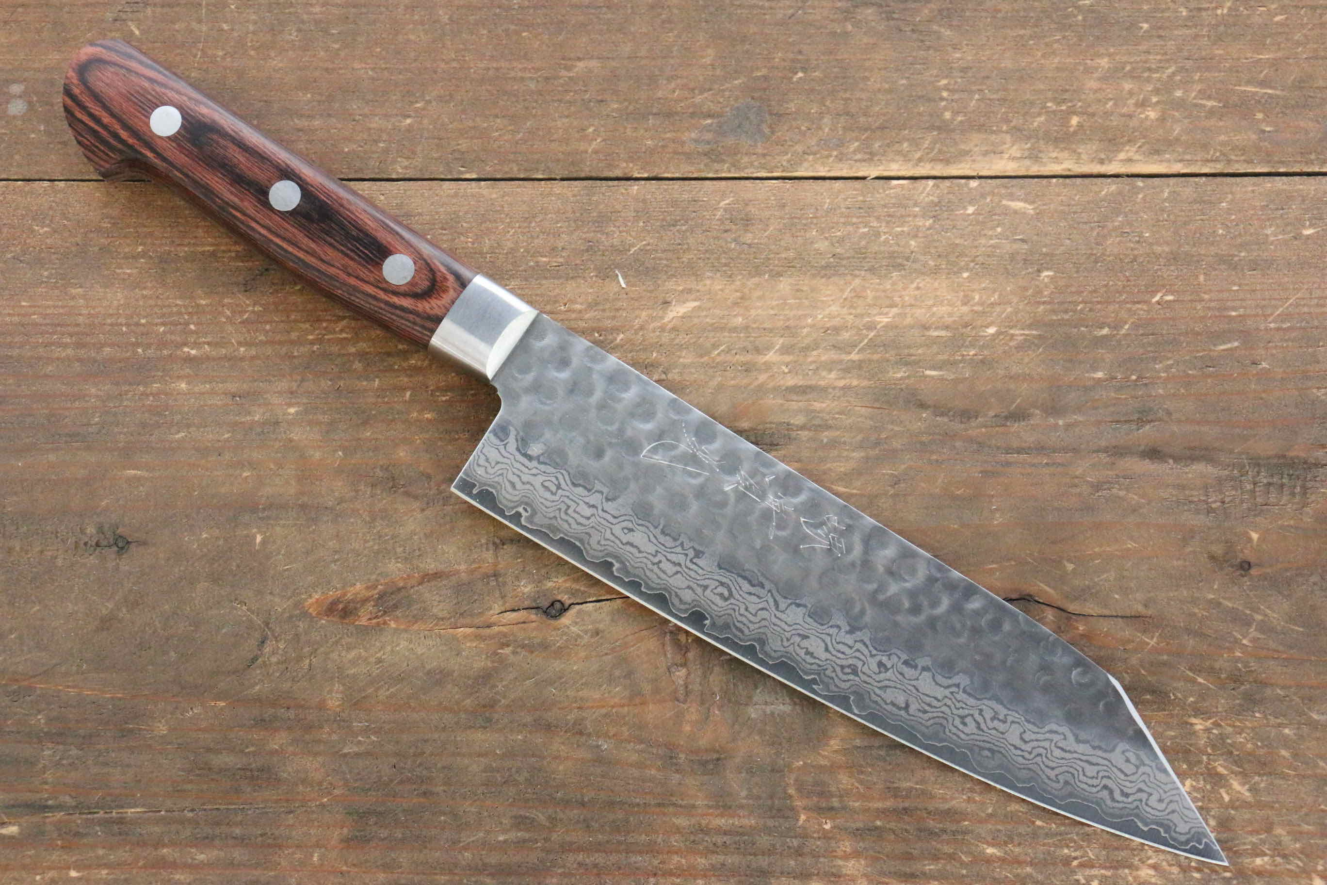 Jikko VG10 17 Layer Kiritsuke Santoku 170mm Mahogany Handle - Japanny - Best Japanese Knife