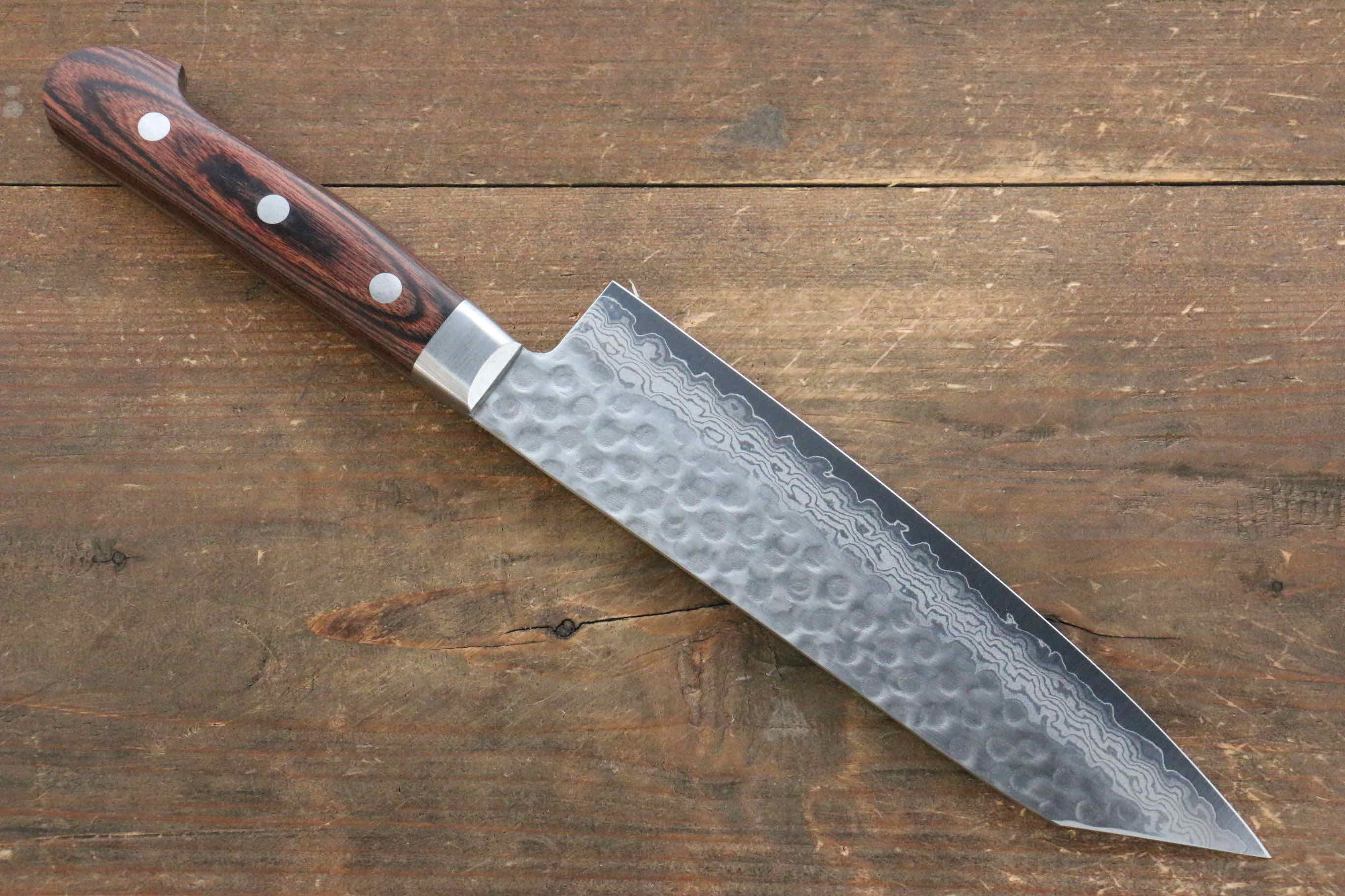 Jikko VG10 17 Layer Kiritsuke Santoku 170mm Mahogany Handle - Japanny - Best Japanese Knife