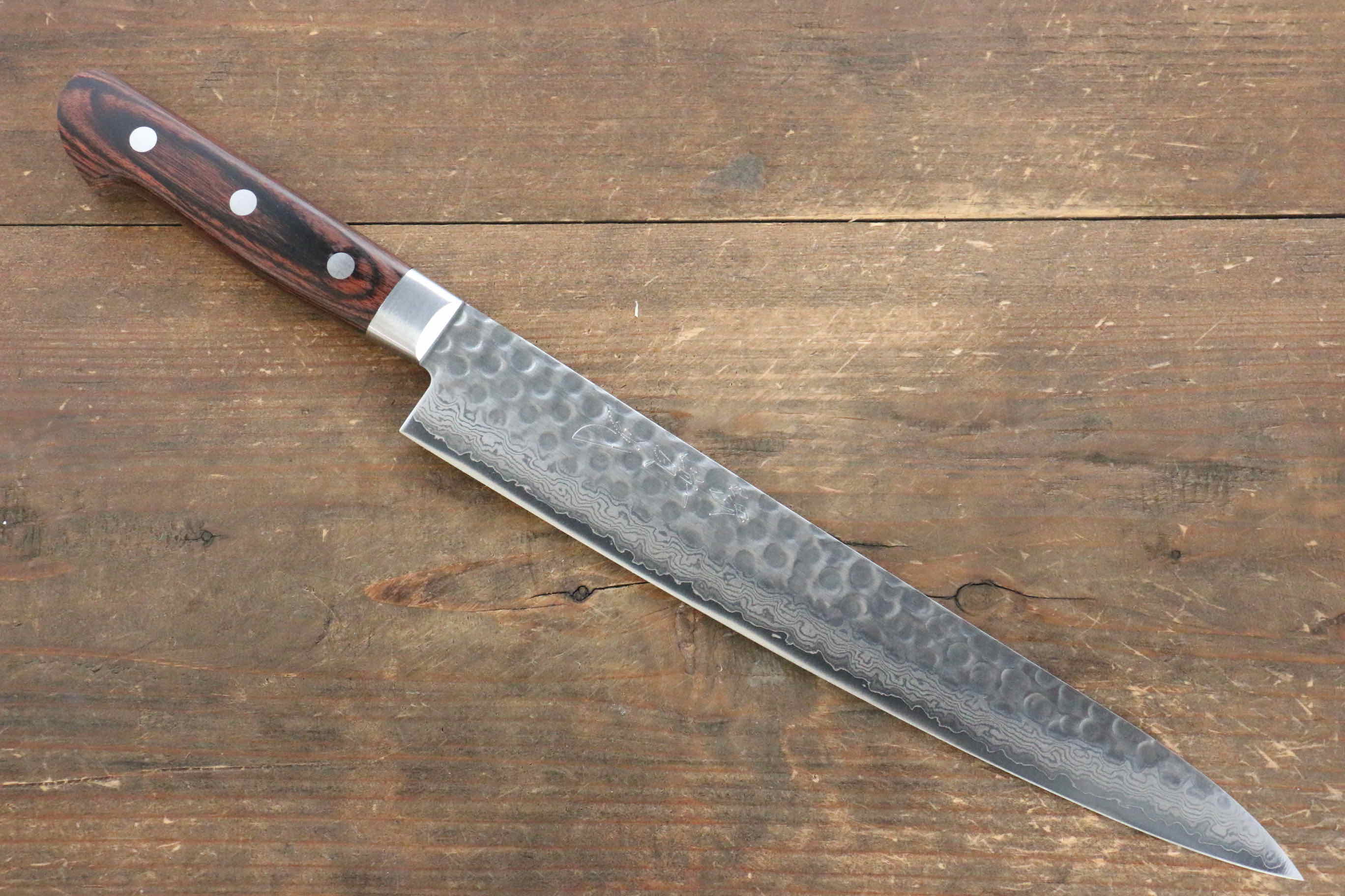 Jikko VG10 17 Layer Sujihiki 240mm Mahogany Handle - Japanny - Best Japanese Knife