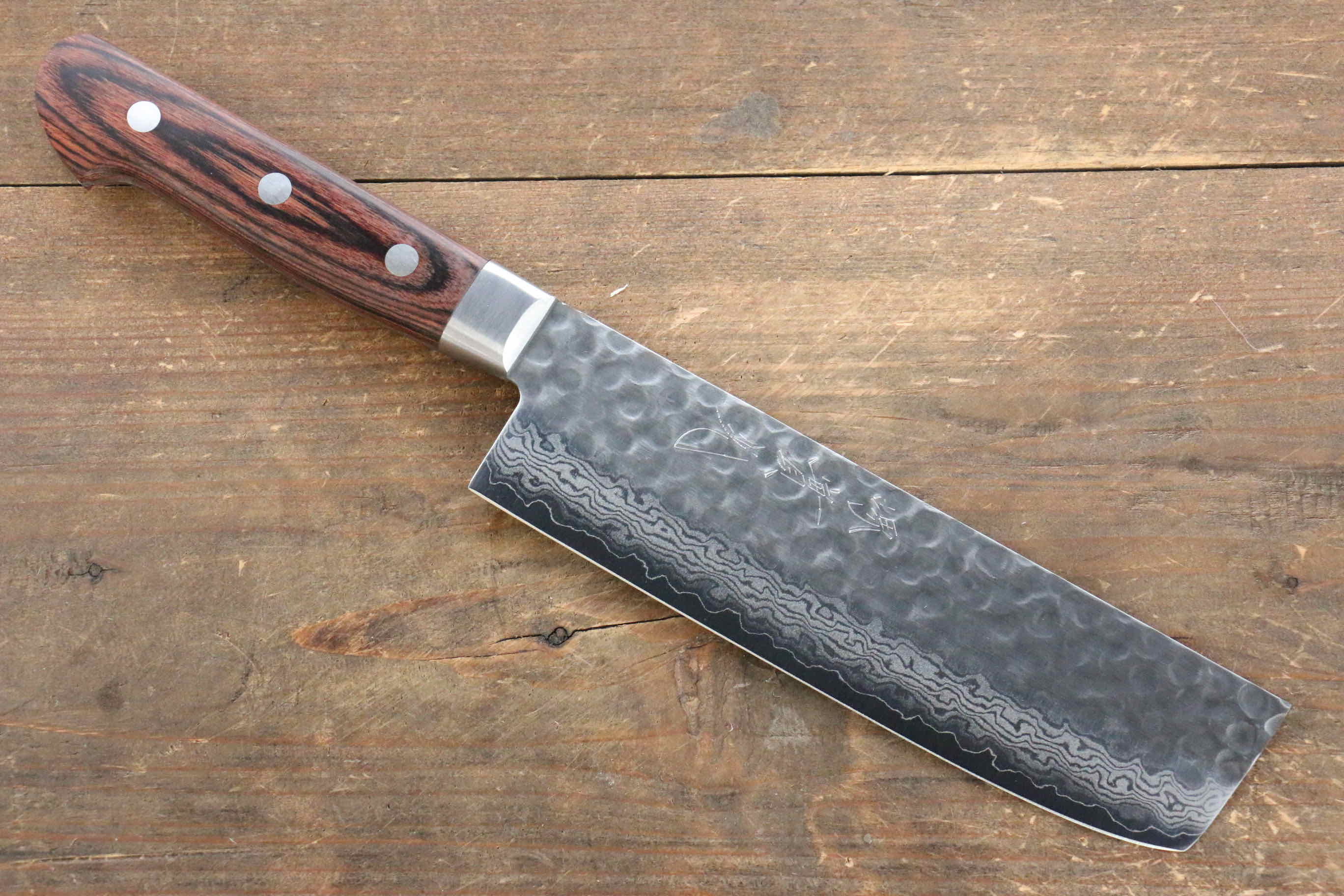 Jikko VG10 17 Layer Nakiri 160mm Mahogany Handle - Japanny - Best Japanese Knife