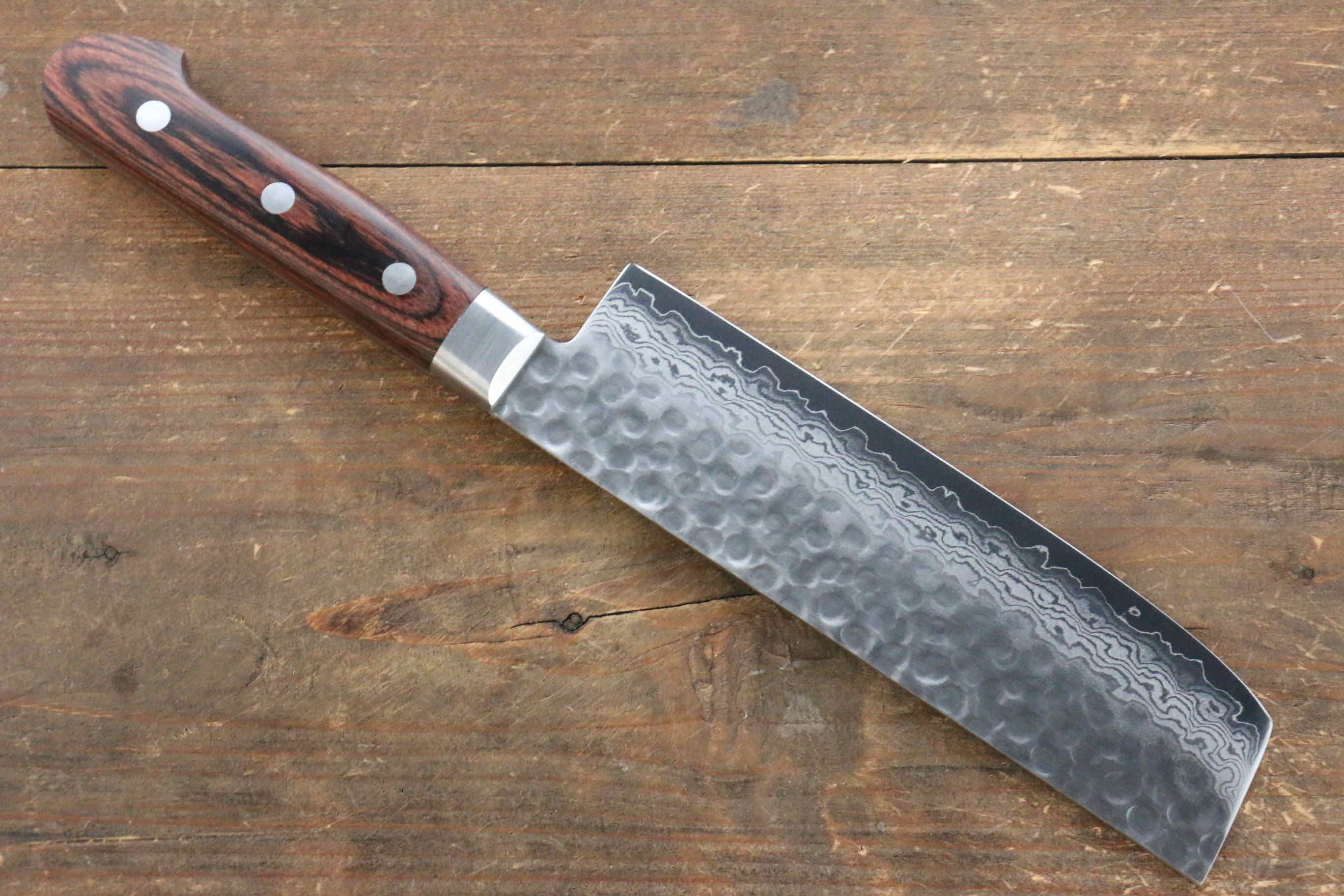 Jikko VG10 17 Layer Nakiri 160mm Mahogany Handle - Japanny - Best Japanese Knife