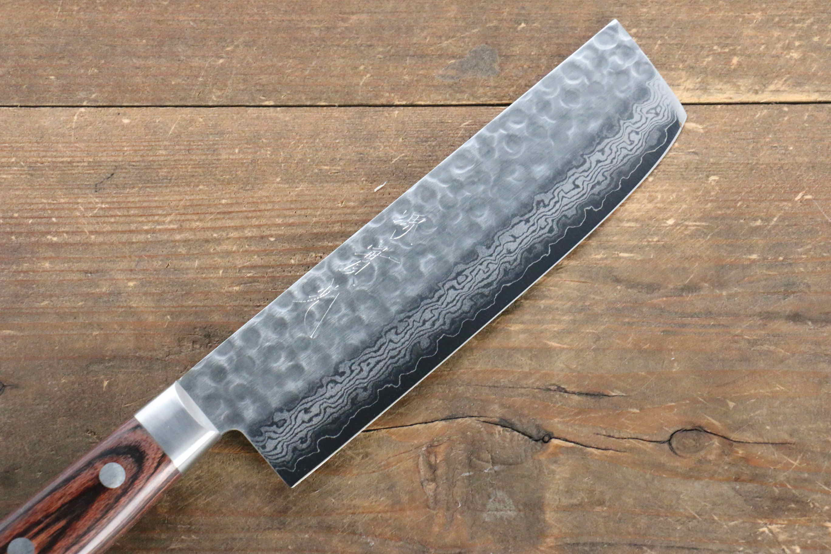 Jikko VG10 17 Layer Nakiri 160mm Mahogany Handle - Japanny - Best Japanese Knife