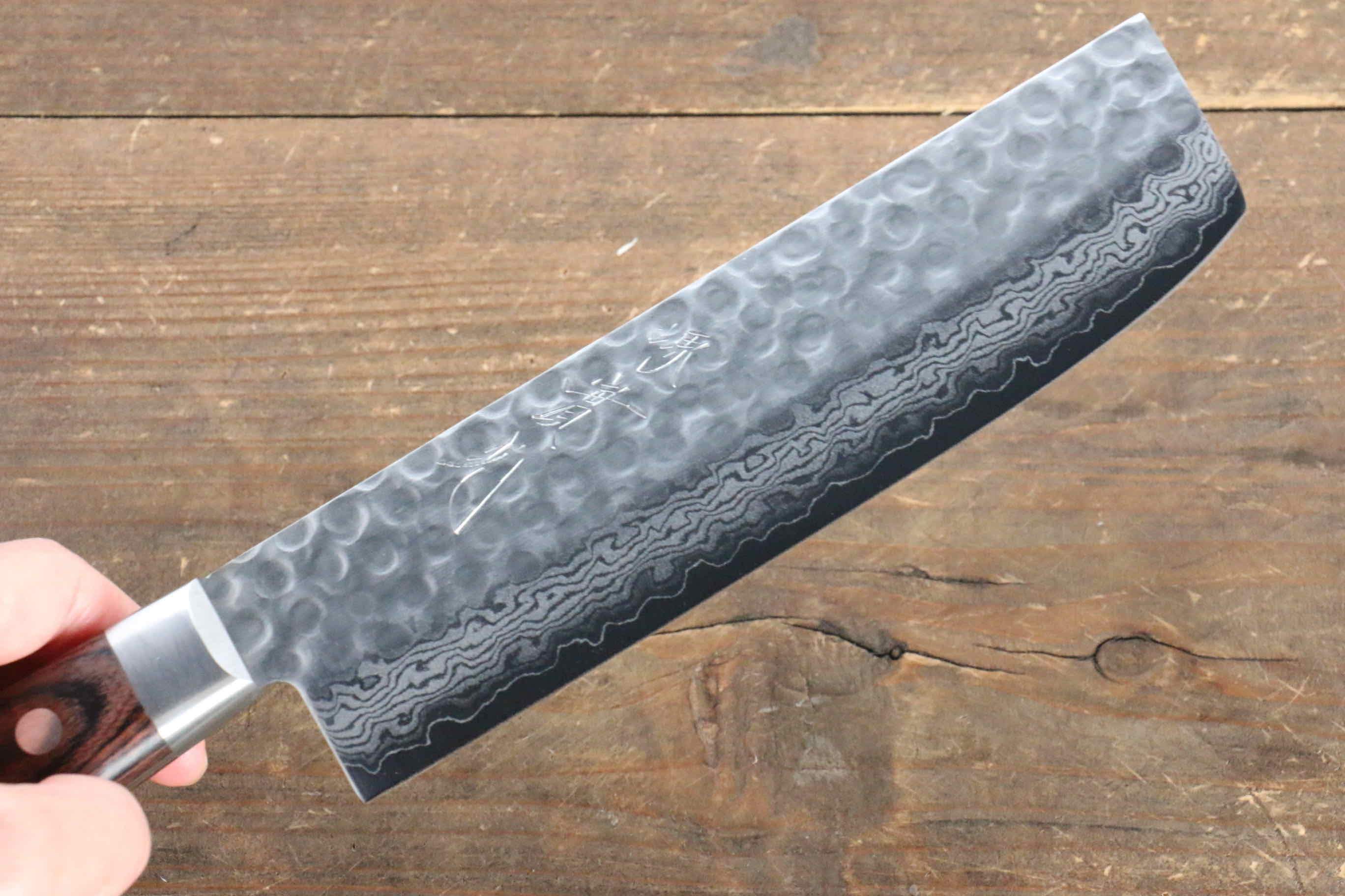 Jikko VG10 17 Layer Nakiri 160mm Mahogany Handle - Japanny - Best Japanese Knife