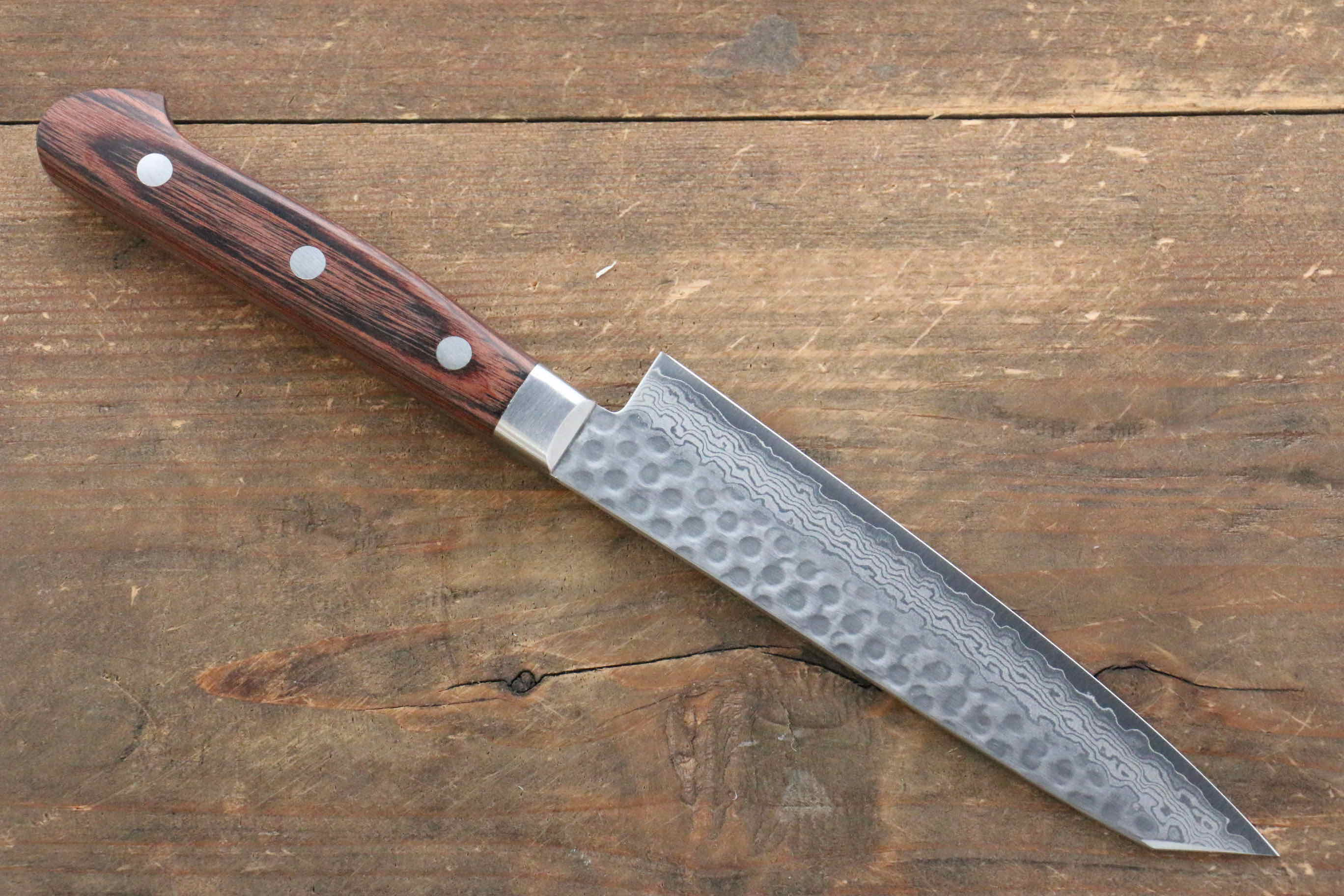 Jikko VG10 17 Layer Kiritsuke Petty-Utility 125mm Mahogany Handle - Japanny - Best Japanese Knife