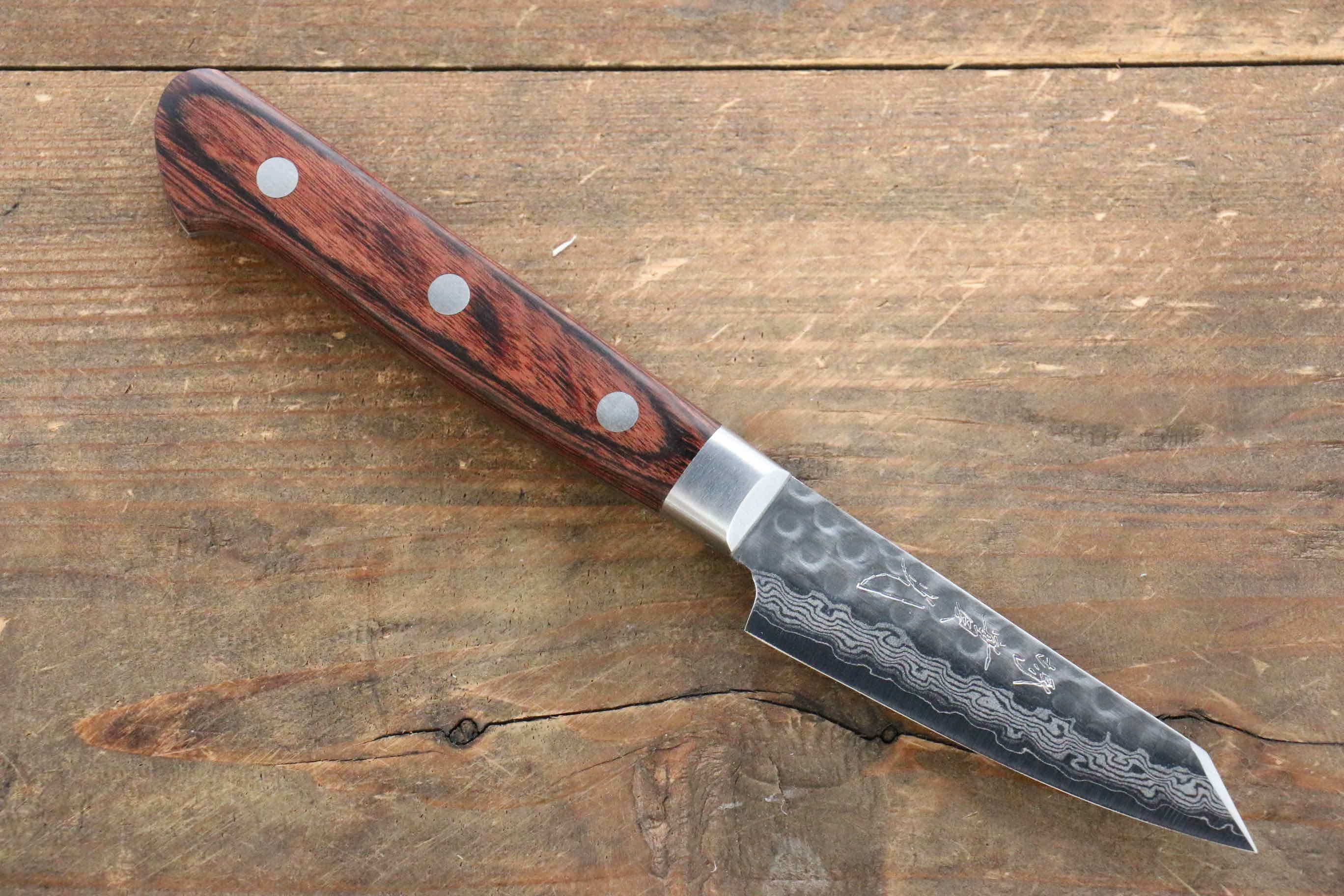 Jikko VG10 17 Layer Paring 70mm Mahogany Handle - Japanny - Best Japanese Knife