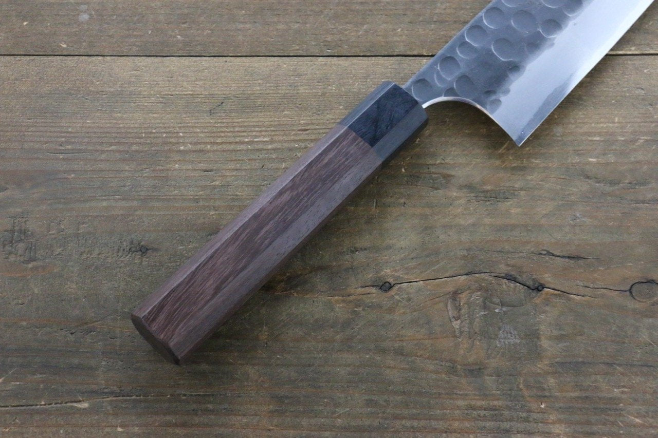 Seisuke Blue Steel No.2 Hammered Kurouchi Gyuto 240mm Shitan Handle - Japanny - Best Japanese Knife
