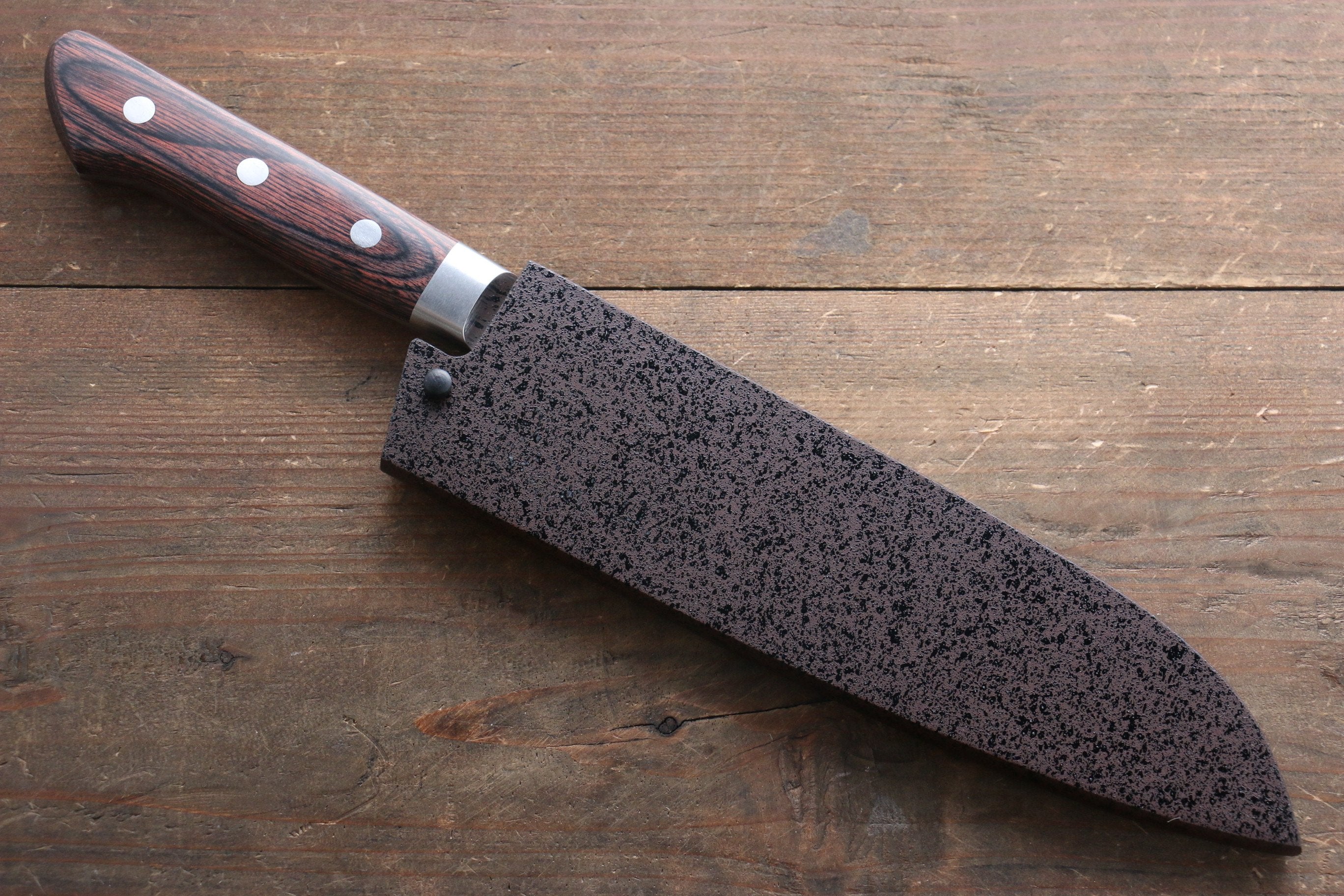 Seisuke VG10 33 Layer Damascus Santoku 180mm Mahogany Handle with Sheath - Japanny - Best Japanese Knife