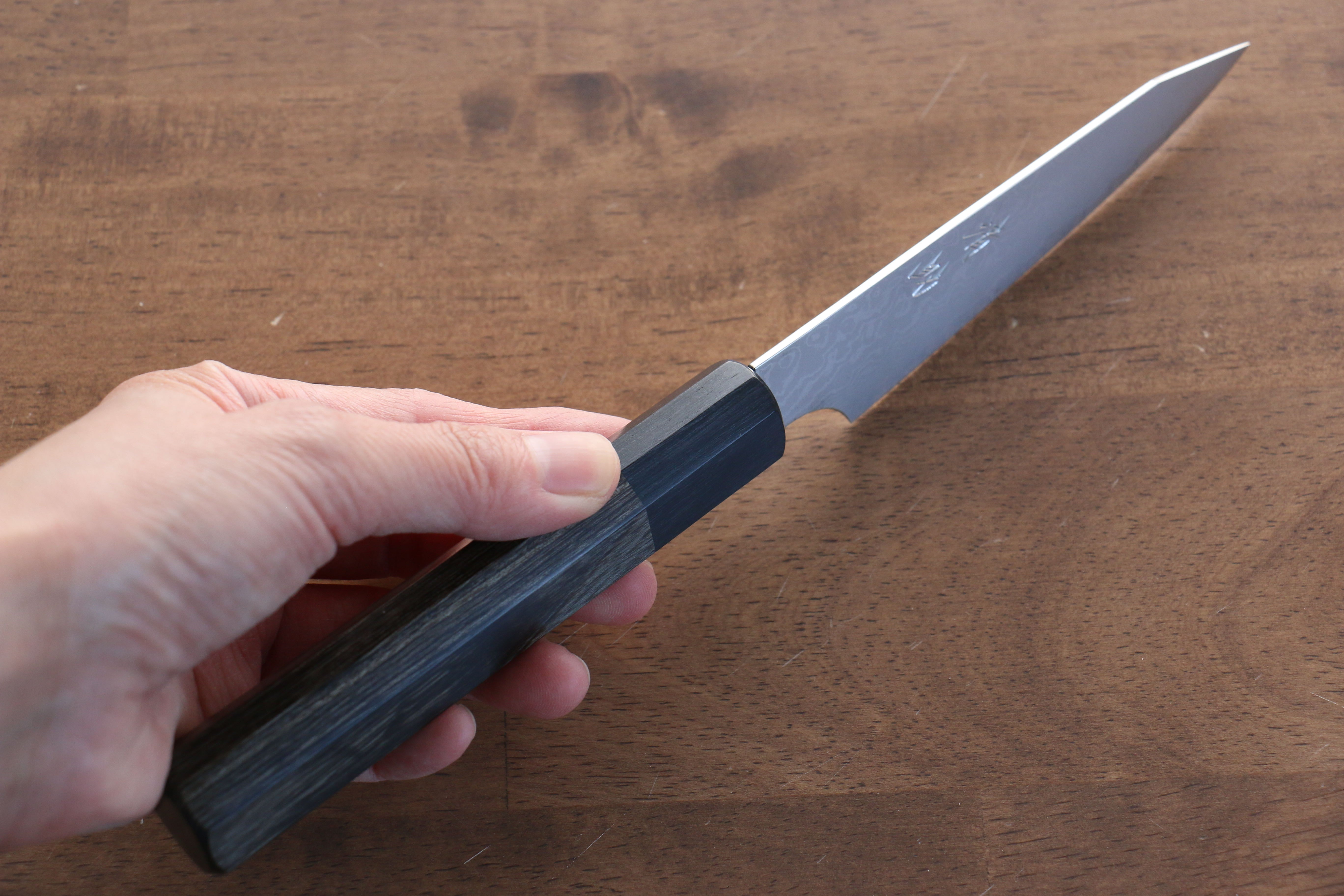 Seisuke VG10 33 Layer Damascus Kiritsuke Petty-Utility 105mm Gray Pakka wood Handle - Japanny - Best Japanese Knife