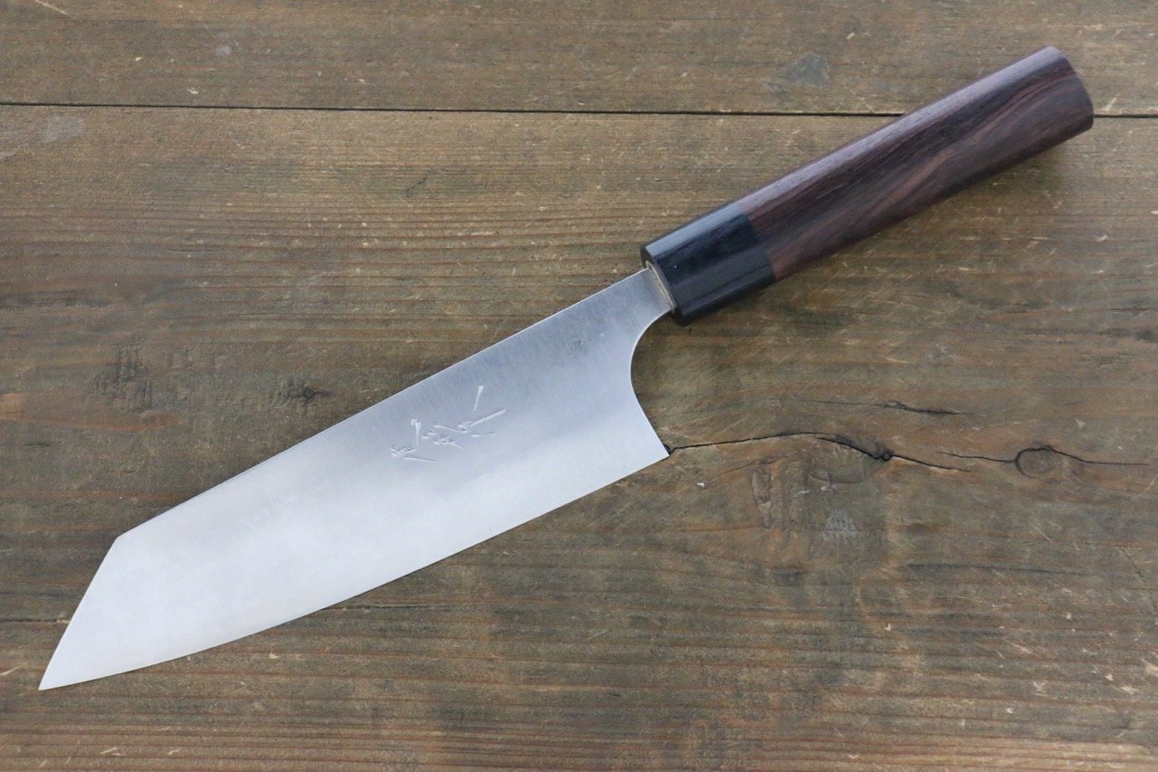 Shungo Ogata White Steel No.2 Damascus Bunka 165mm Shitan Handle - Japanny - Best Japanese Knife