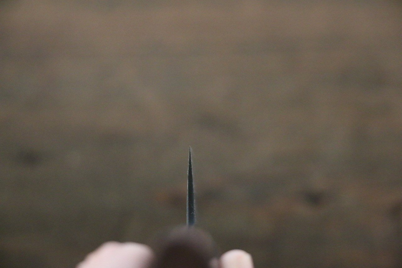 Shungo Ogata White Steel No.2 Kurouchi Damascus Petty-Utility 150mm Shitan Handle - Japanny - Best Japanese Knife