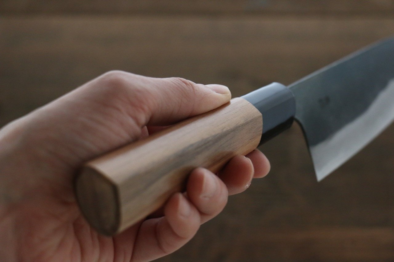 Nao Yamamoto Blue Steel No.2 Kurouchi Small Santoku 150mm - Japanny - Best Japanese Knife