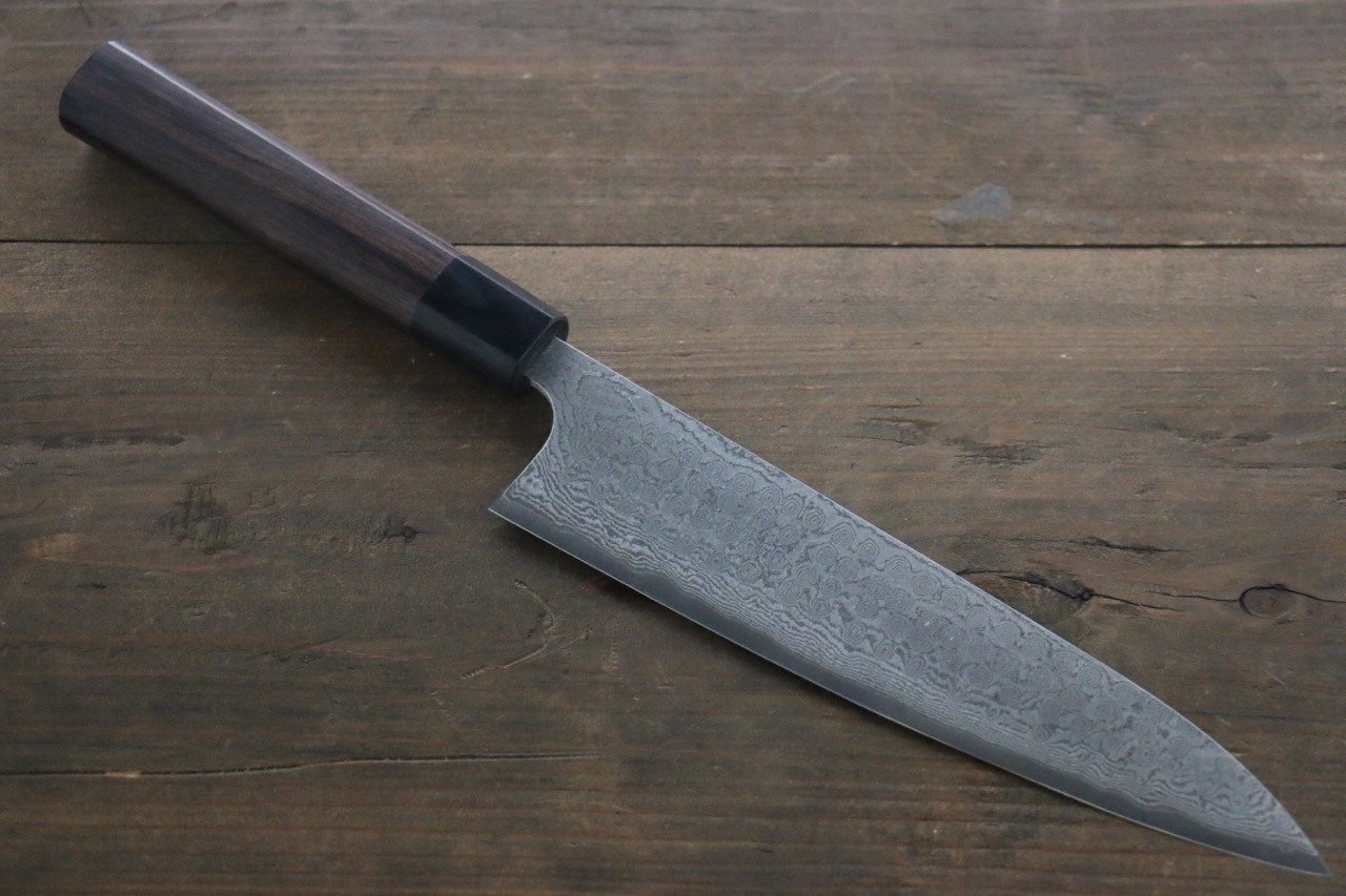 Nao Yamamoto VG10 Black Damascus Gyuto 210mm Shitan Handle - Japanny - Best Japanese Knife