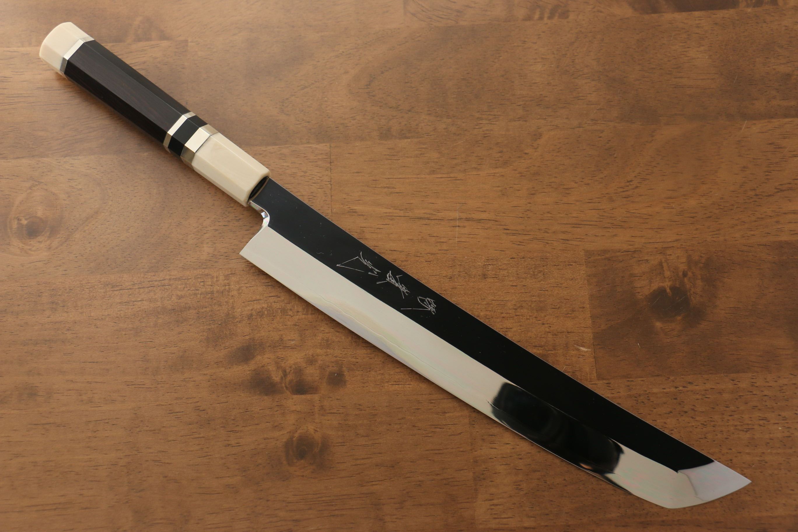 Jikko Silver Steel No.3 Sakimaru Yanagiba 270mm Ebony with Ring Handle - Japanny - Best Japanese Knife